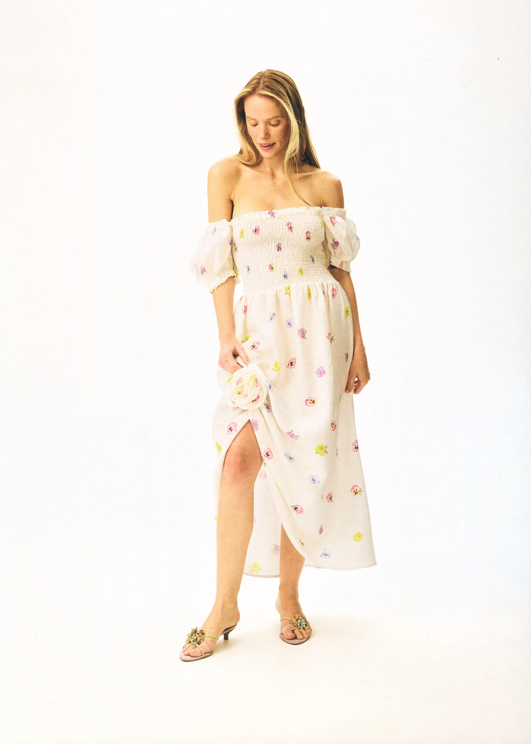 Belle Floral-Appliqué Midi Dress - Image 4