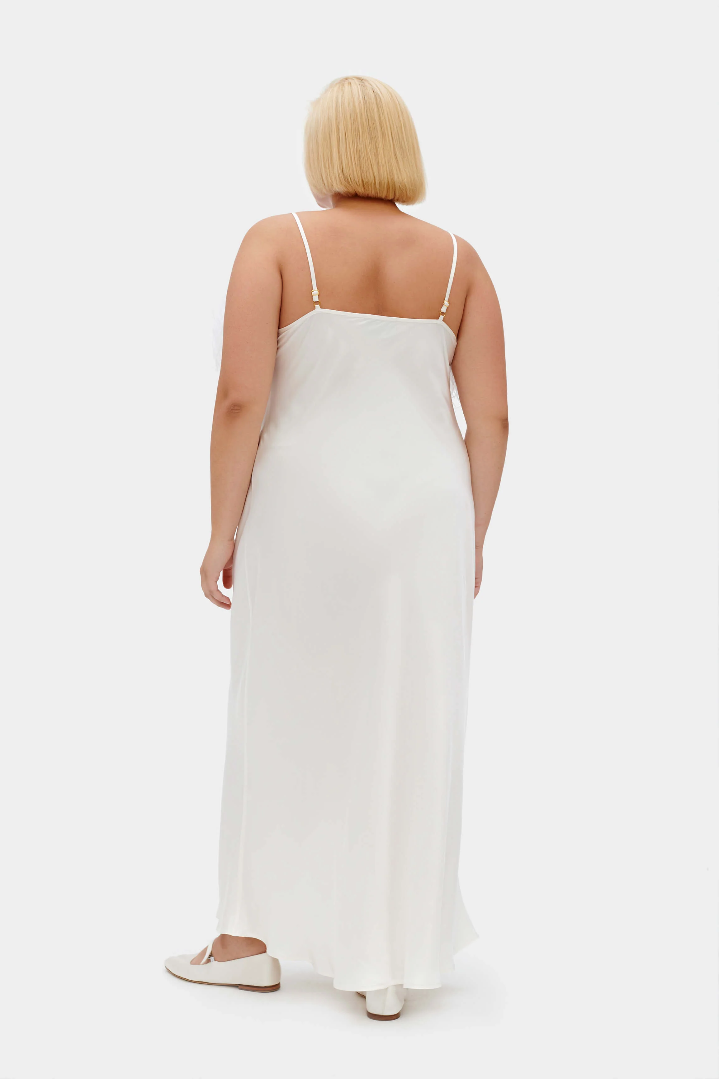 Boheme Slip Dress with Feathers in White - Image 6