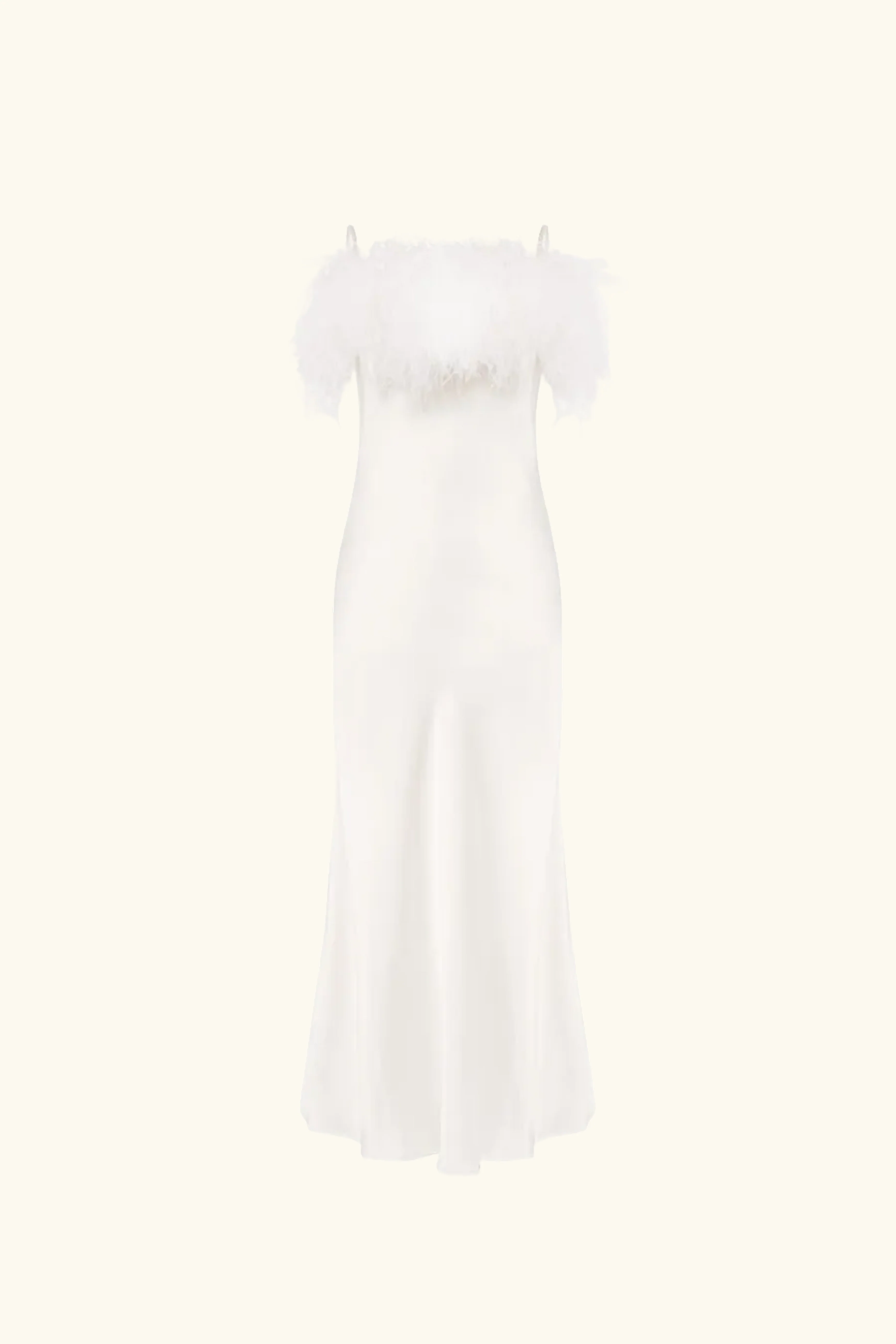 Boheme Slip Dress with Feathers in White - Image 7