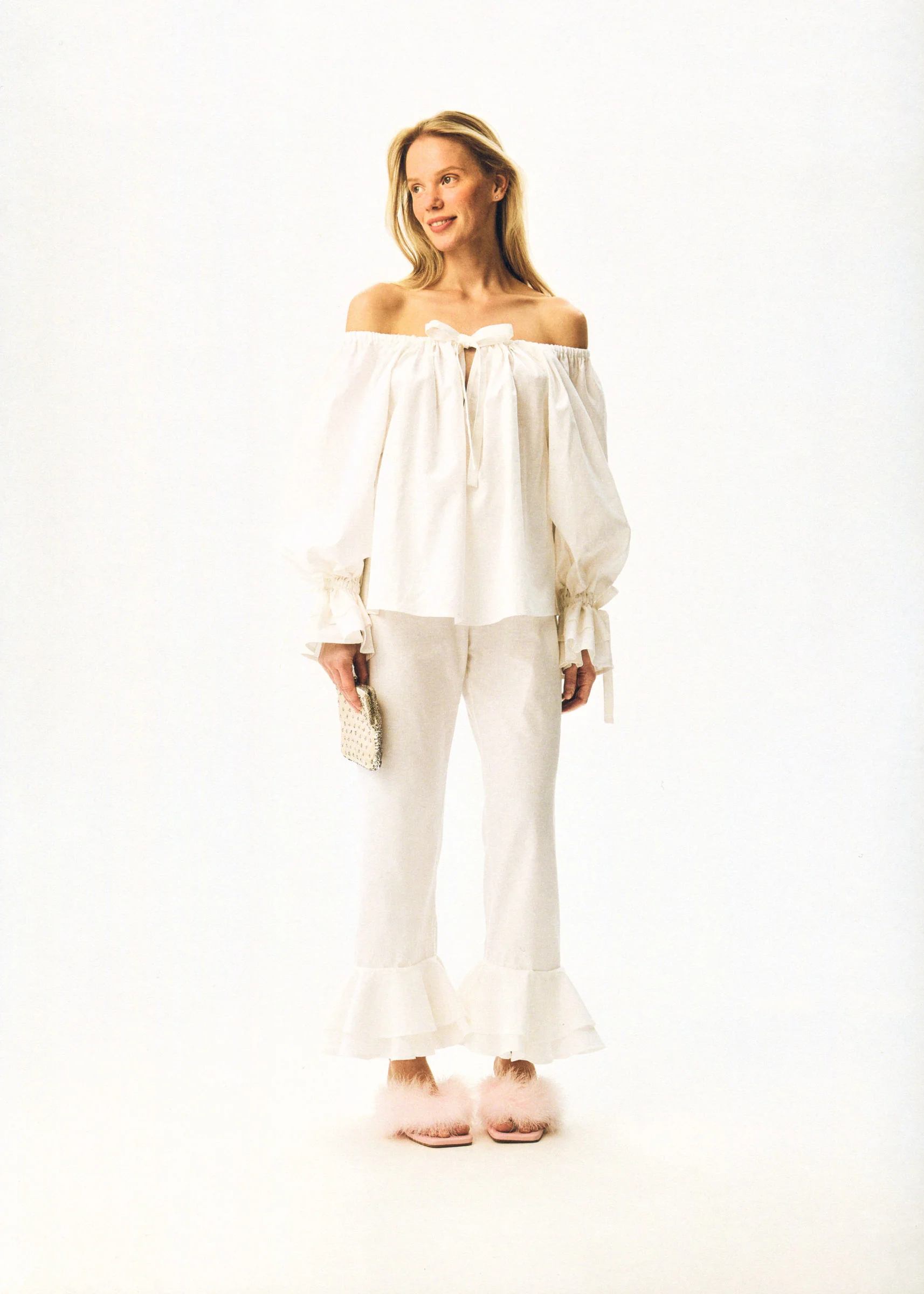 Cha-Cha Lounge Blouse in White - Image 2