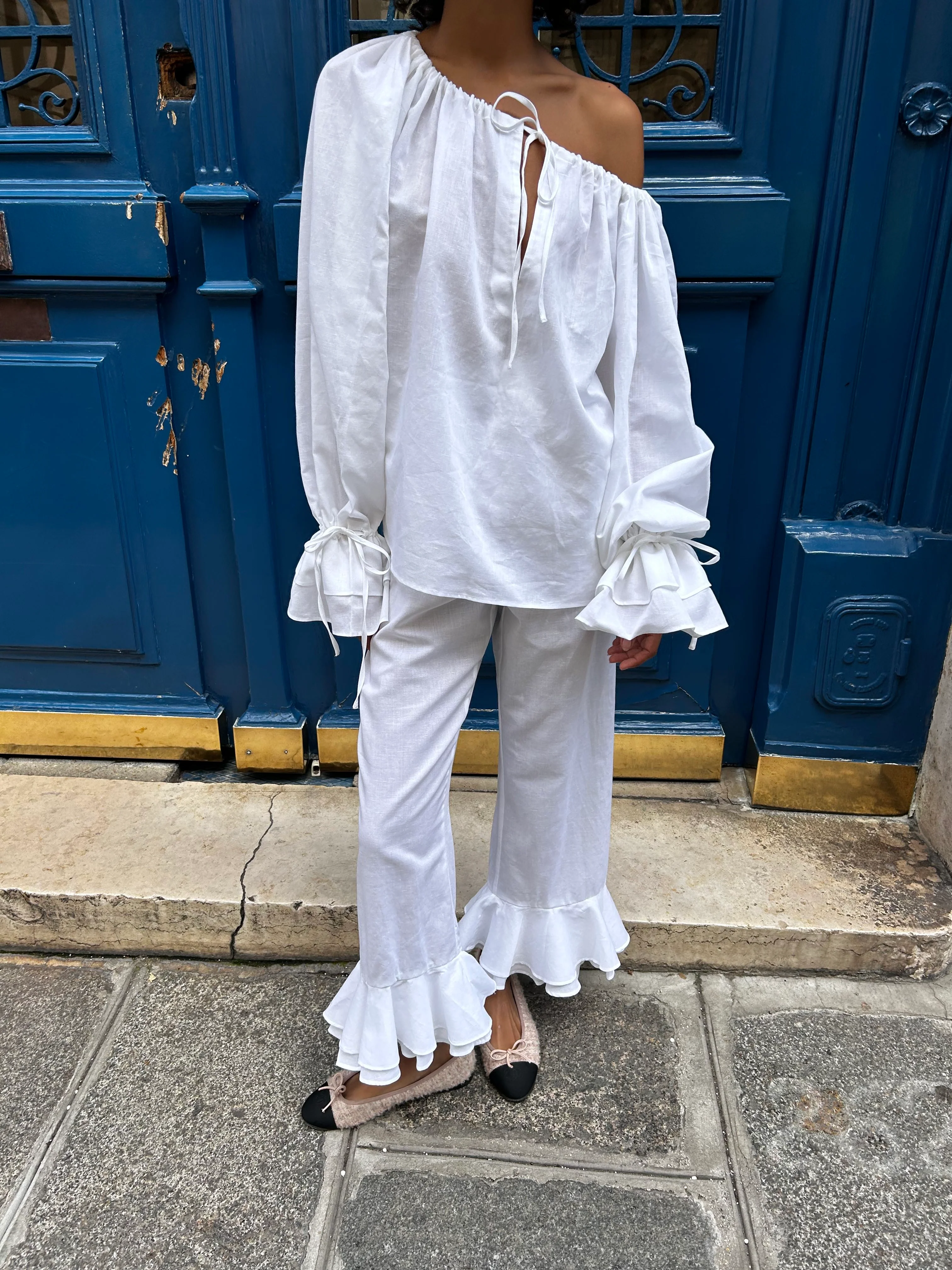 Cha-Cha Lounge Blouse in Milk - Image 3