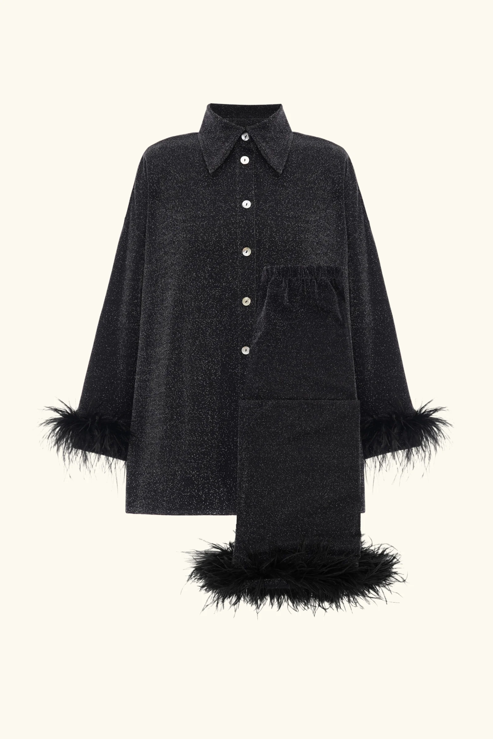 Cosmos Oversized Metallic Jersey Pajama Set in Black - Image 11