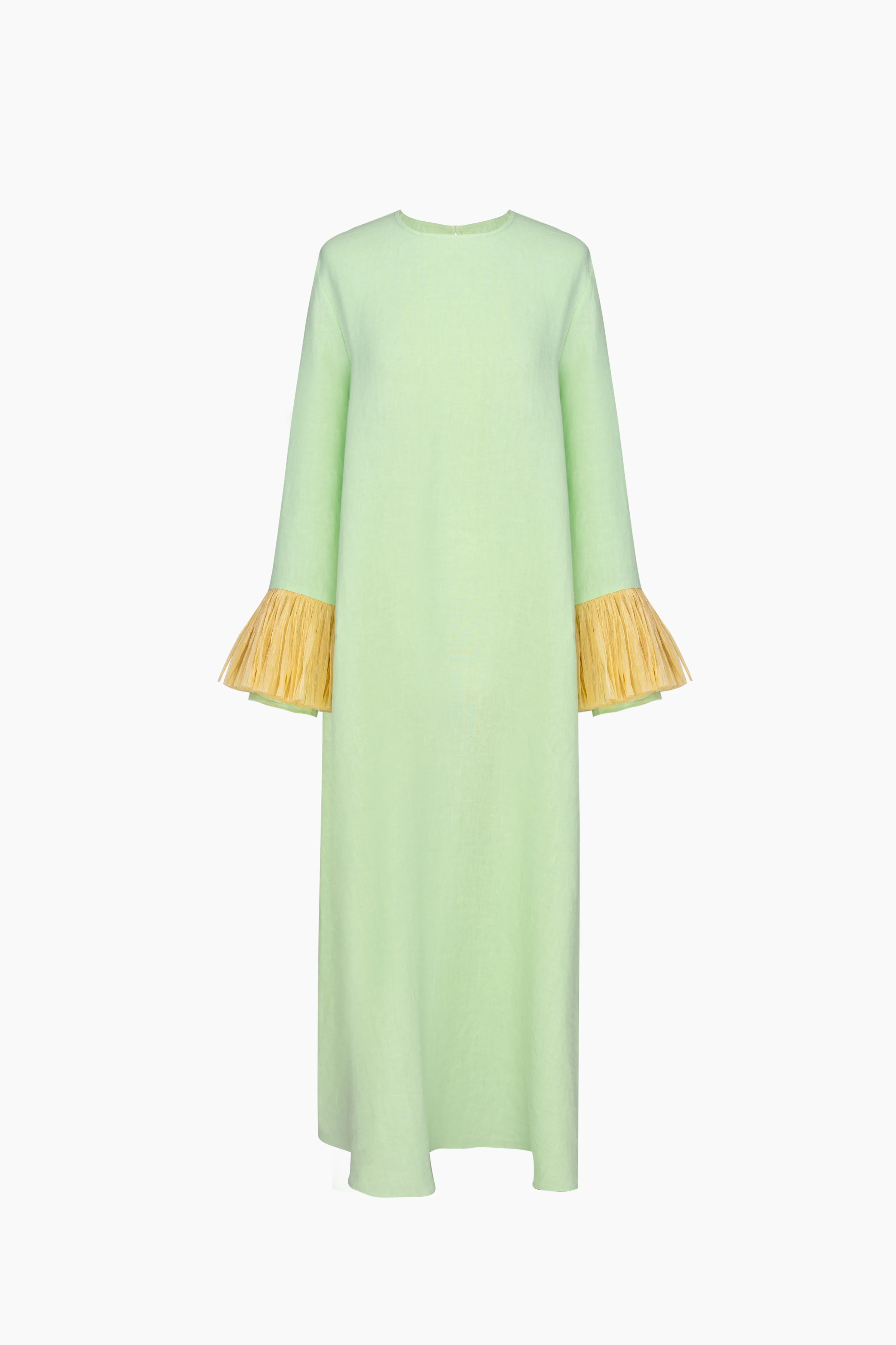 Crusoe Raffia Linen Maxi Dress in Green - Image 7