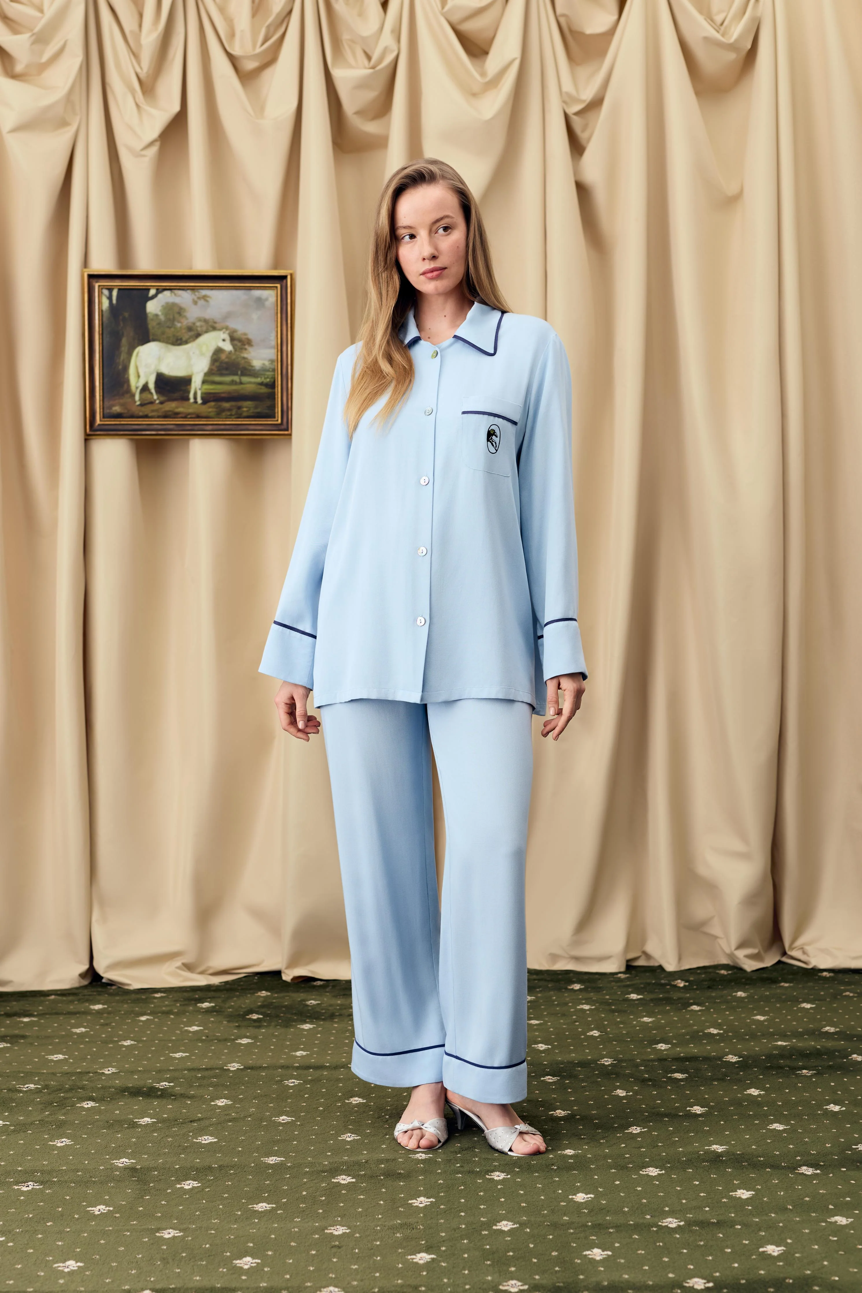 Finnegan Unisex Pajama Shirt in Blue - Image 2