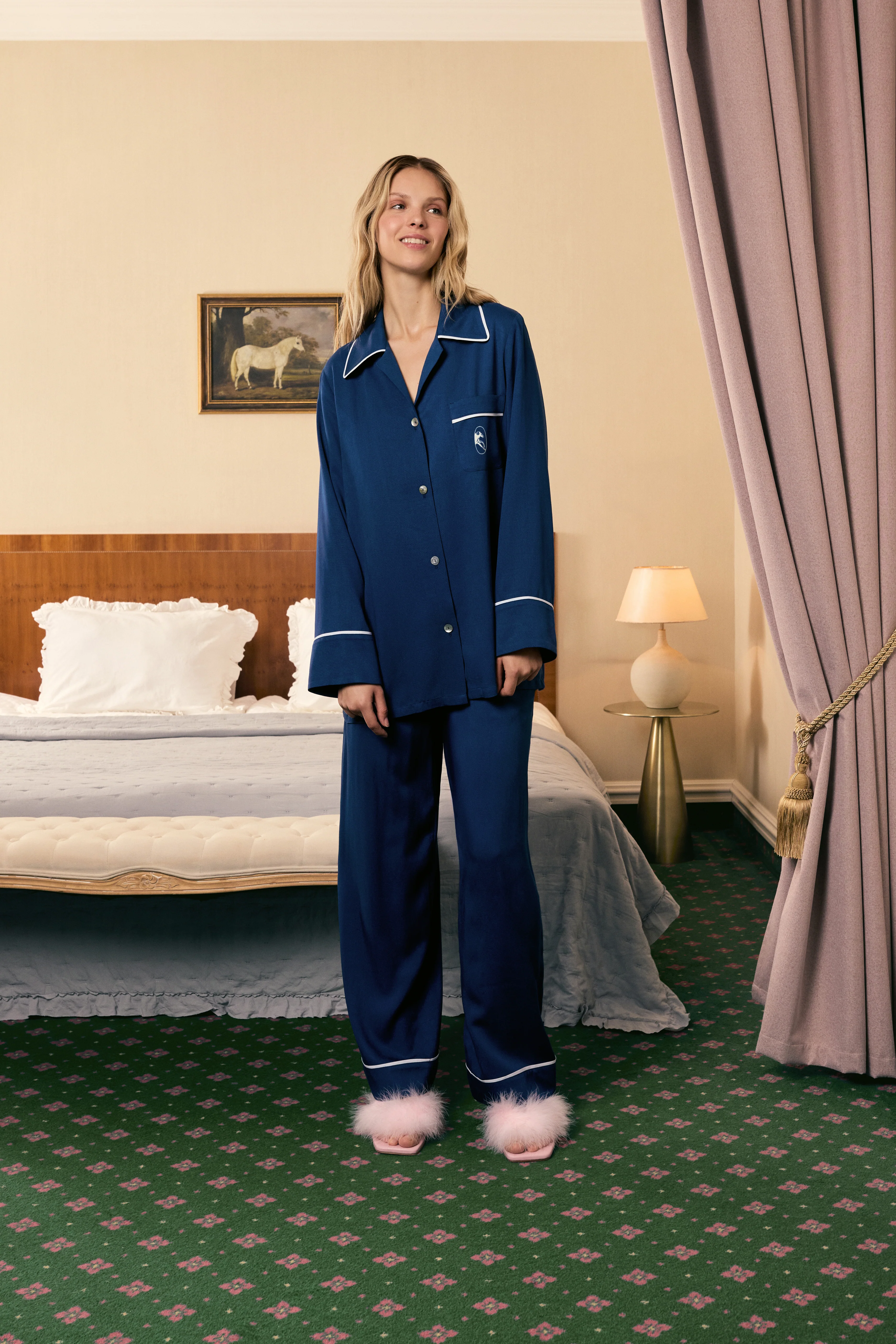Finnegan Unisex Pajama Pants in Navy - Image 2
