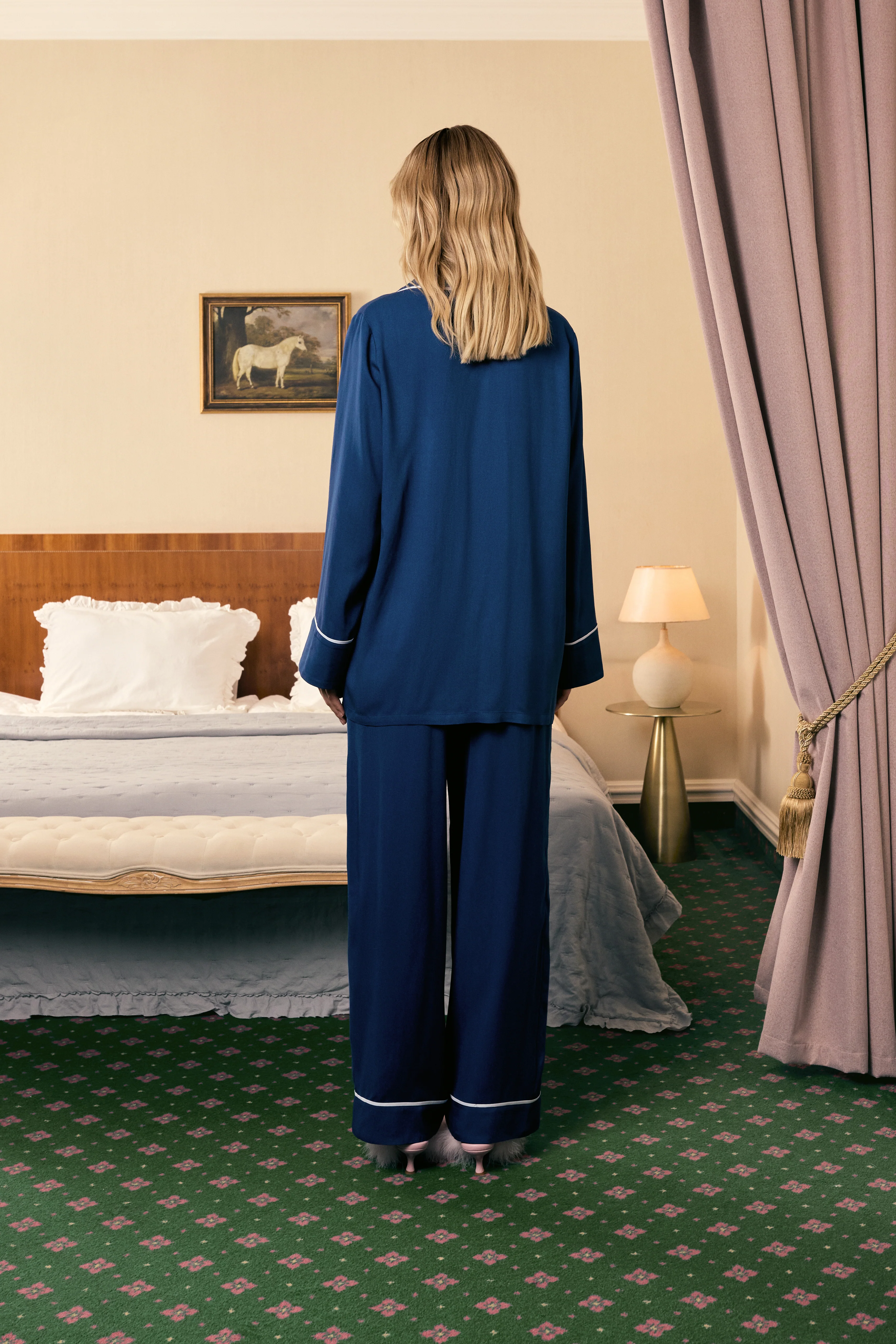 Finnegan Unisex Pajama Shirt in Navy - Image 3