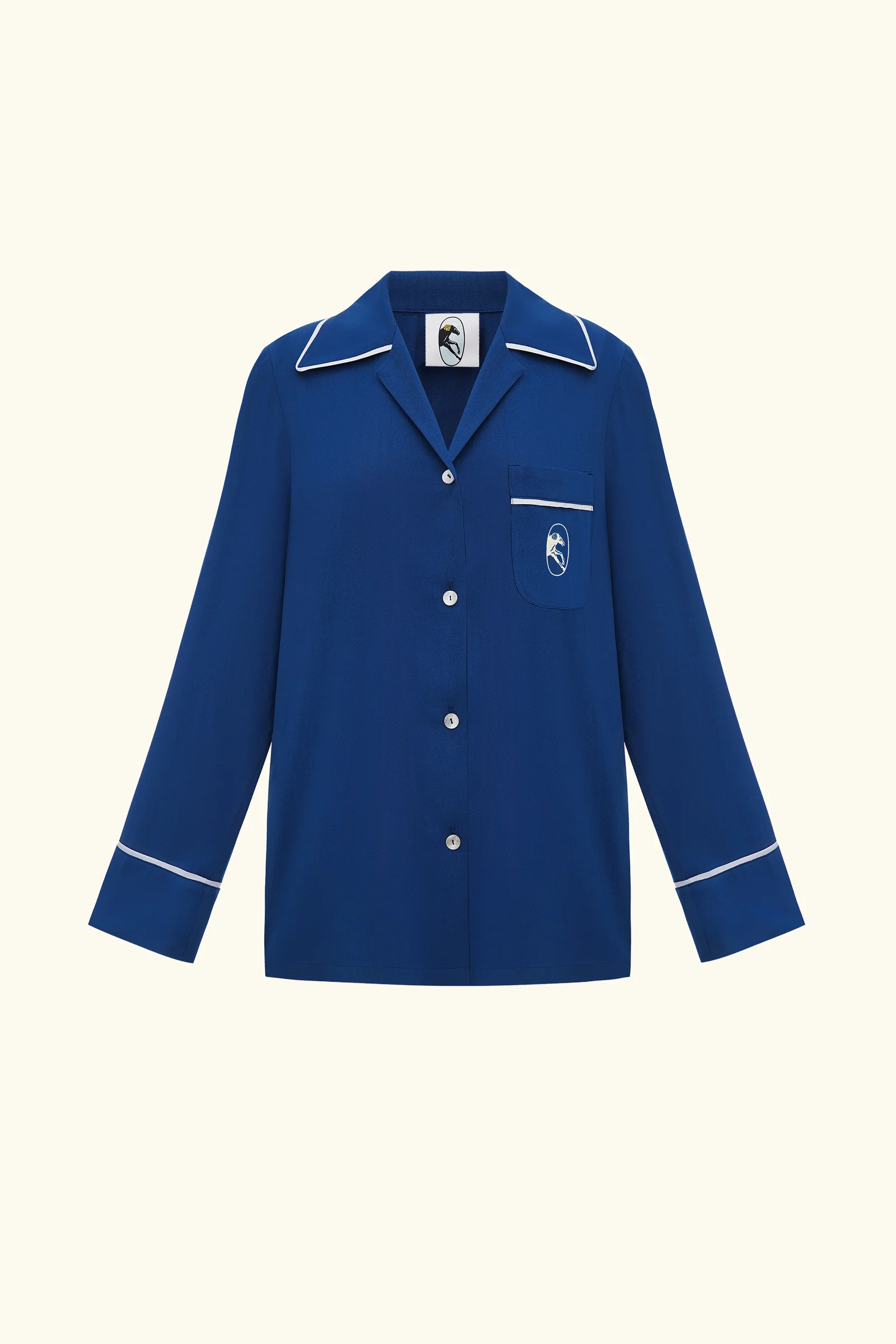 Finnegan Unisex Pajama Shirt in Navy - Image 4