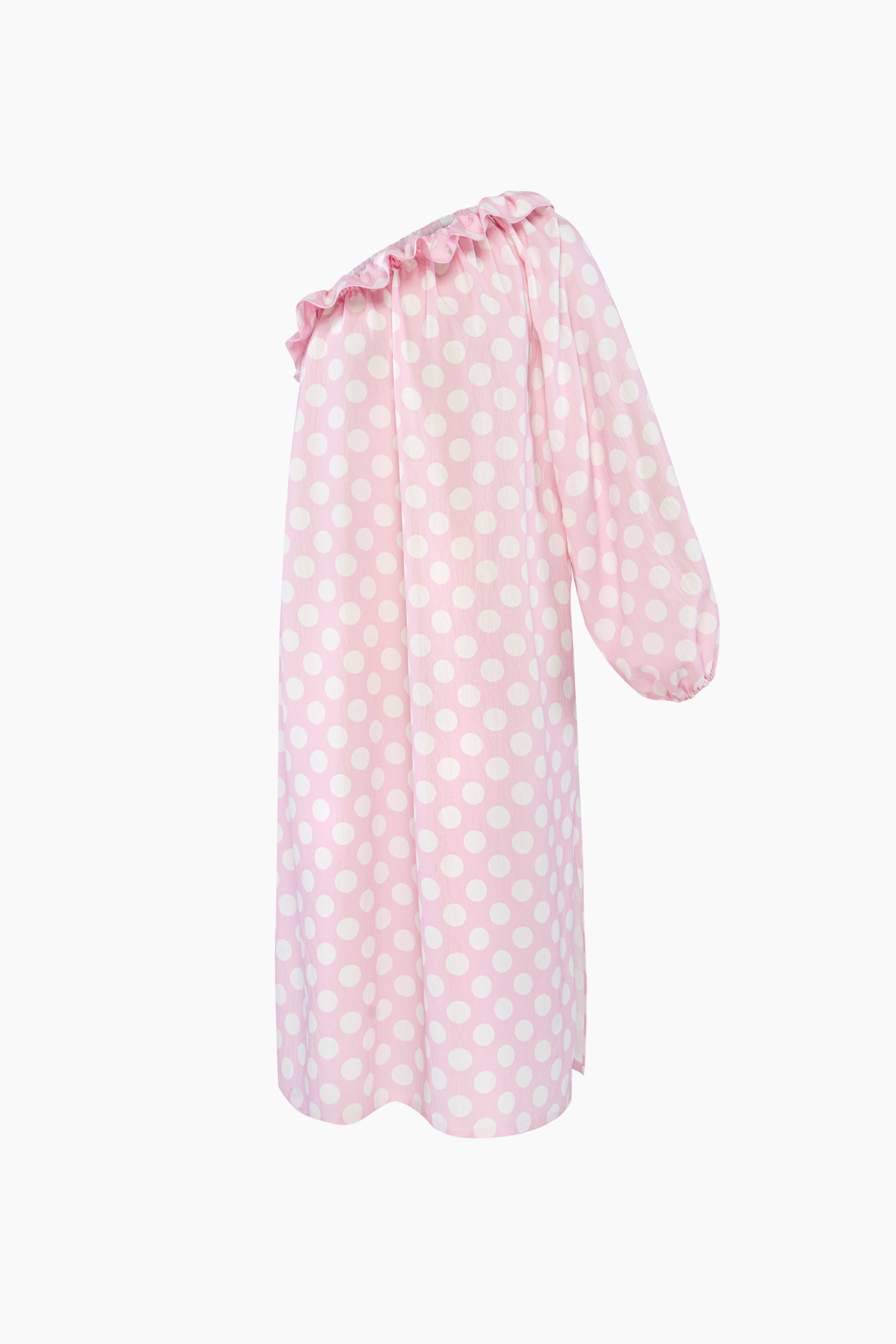 Gaia Soft Viscose Midi Dress in Pink Polka Dot - Image 4