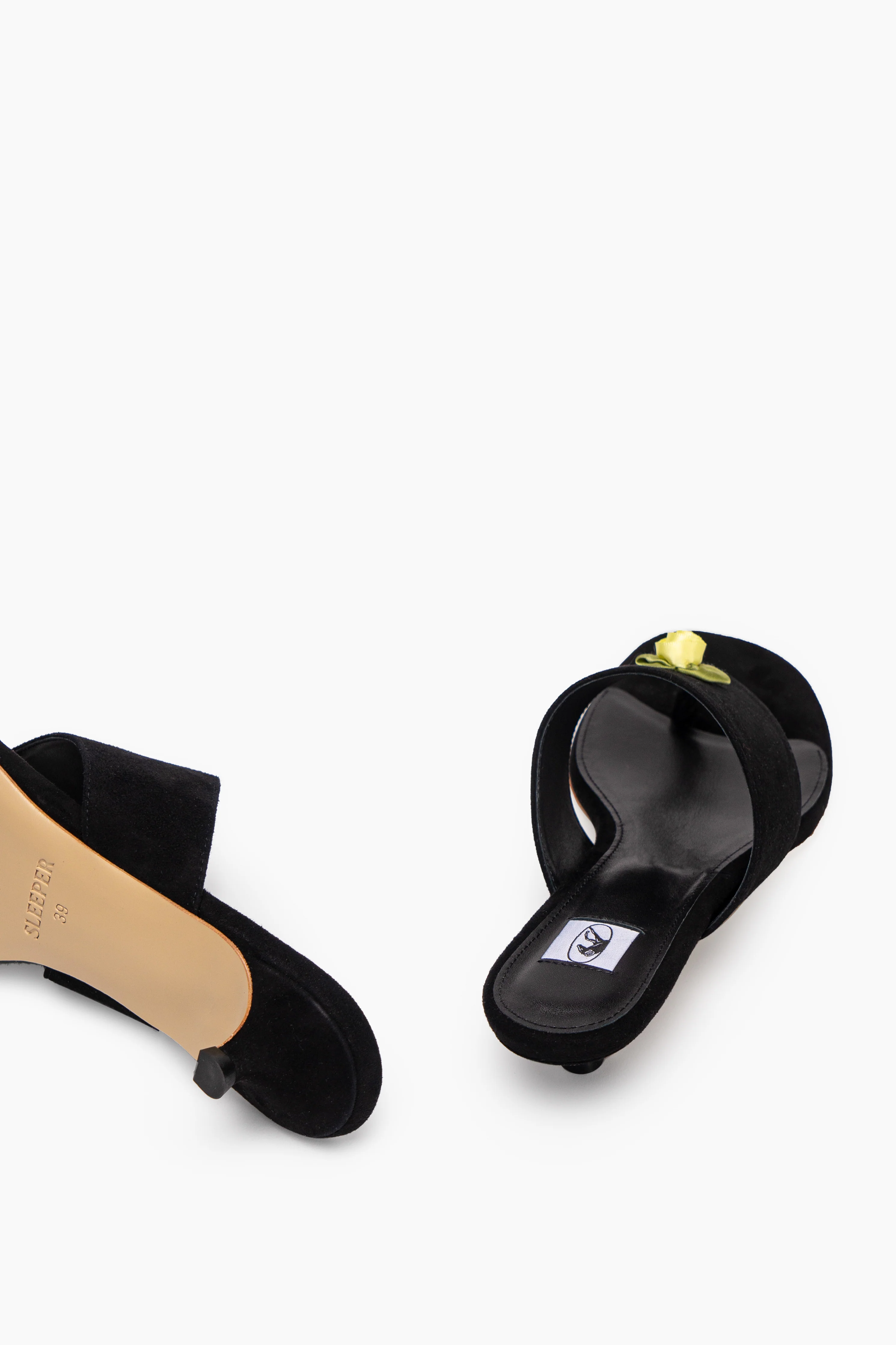 Golda Suede Kitten Heel Mules in Black - Image 3
