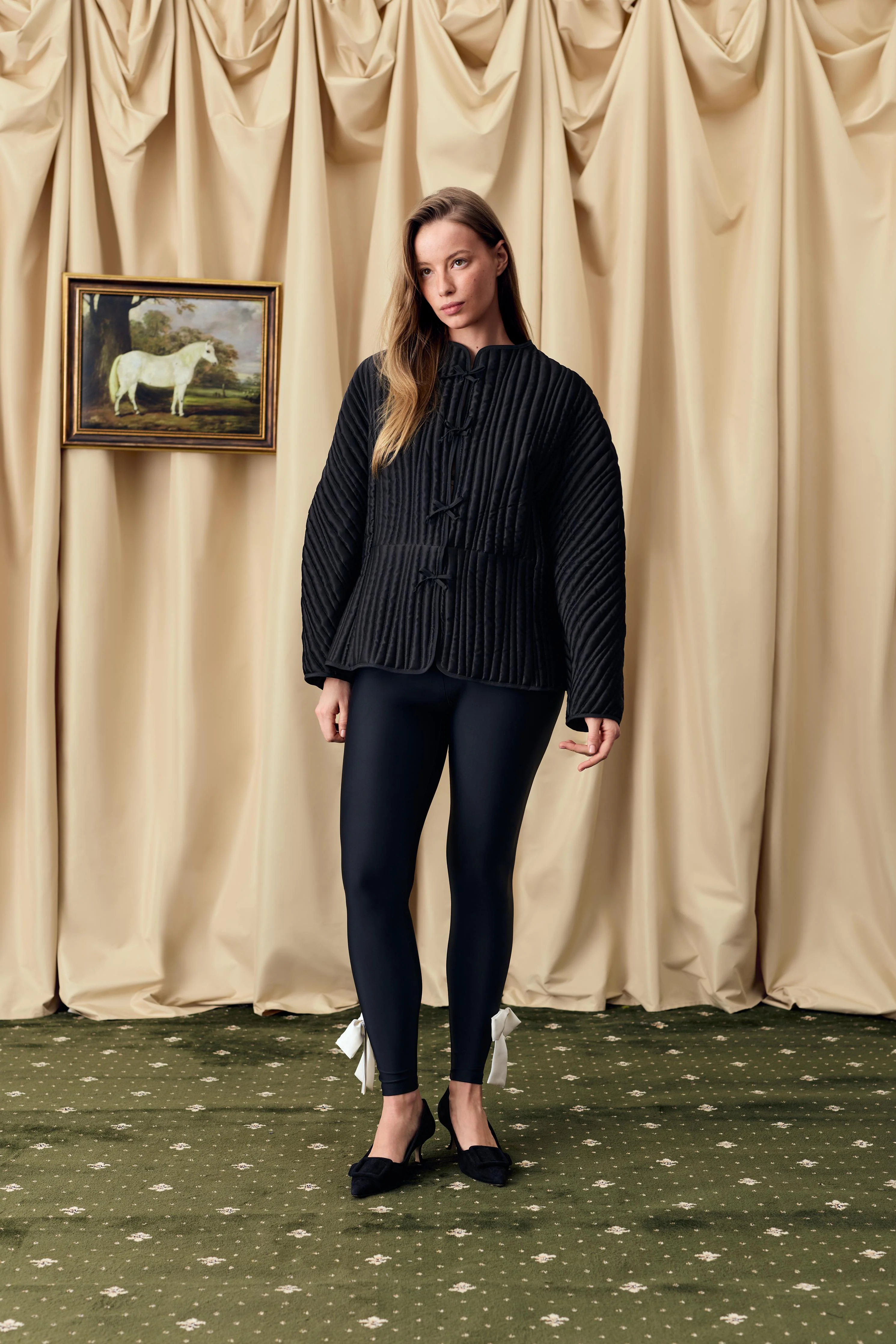 Hebao Quilted Jacket in Black - Image 3