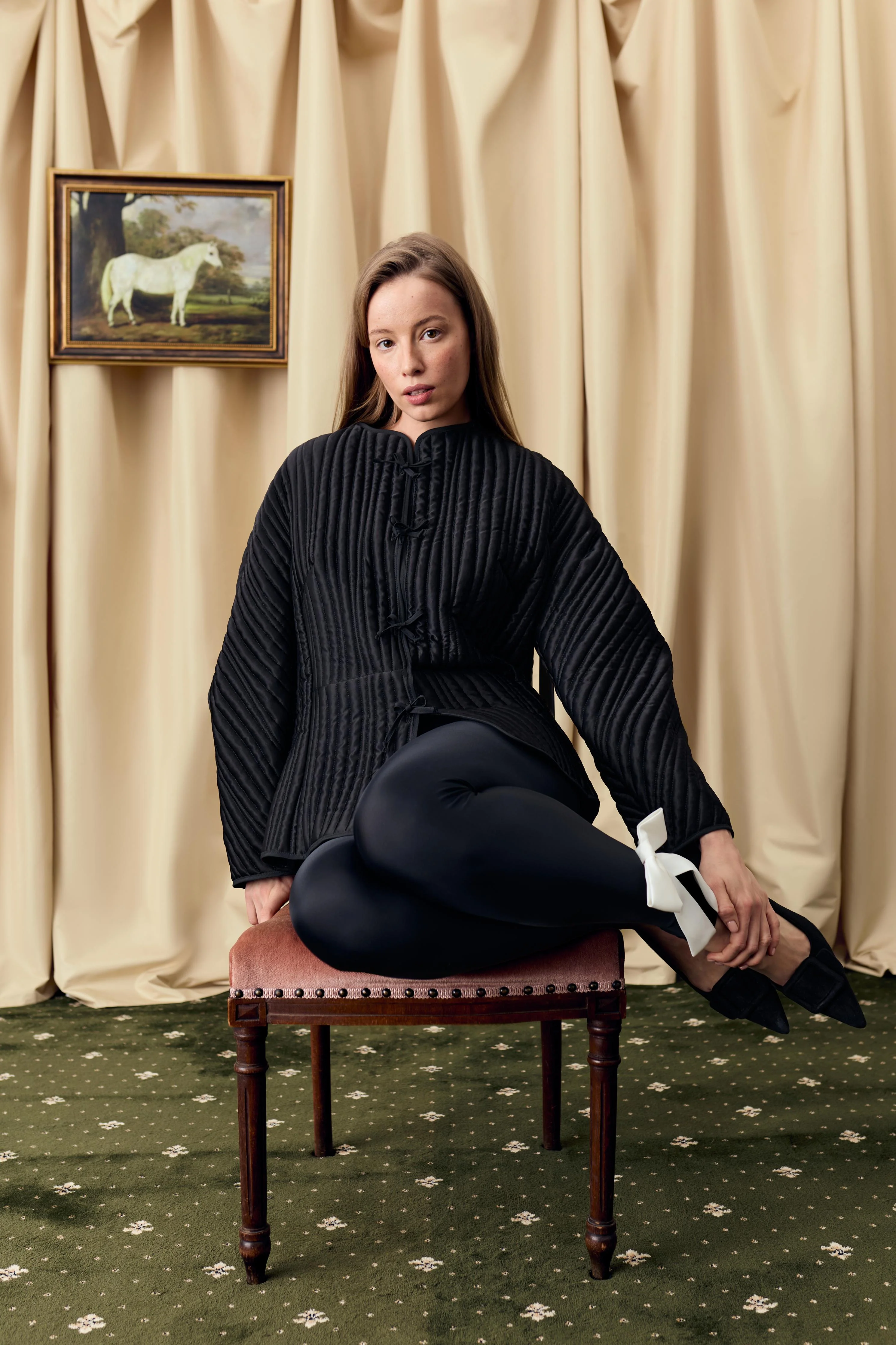 Hebao Quilted Jacket in Black - Image 4