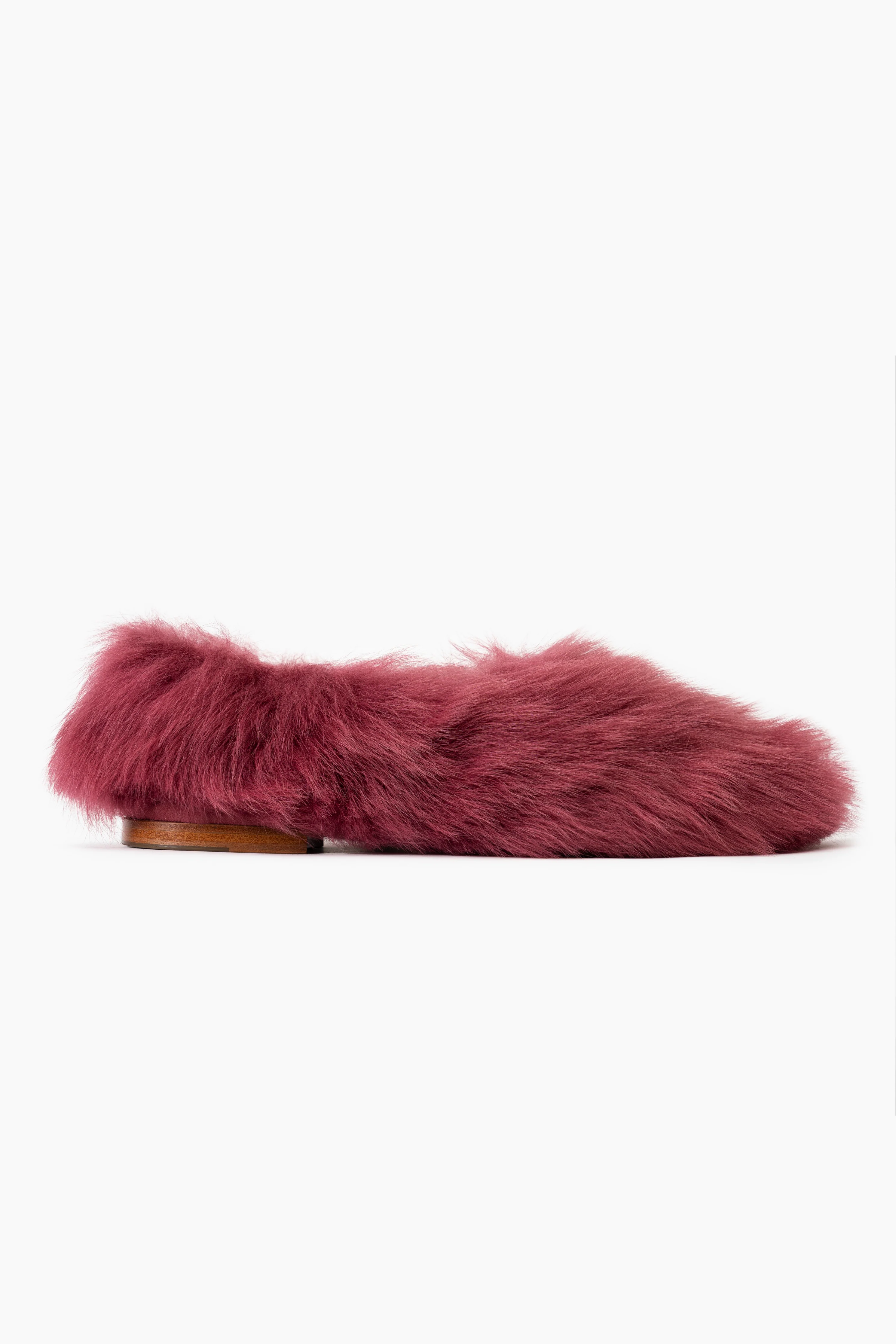 Kiwi Kiwi Shearling Ballet Flats in Burgundy - Image 3