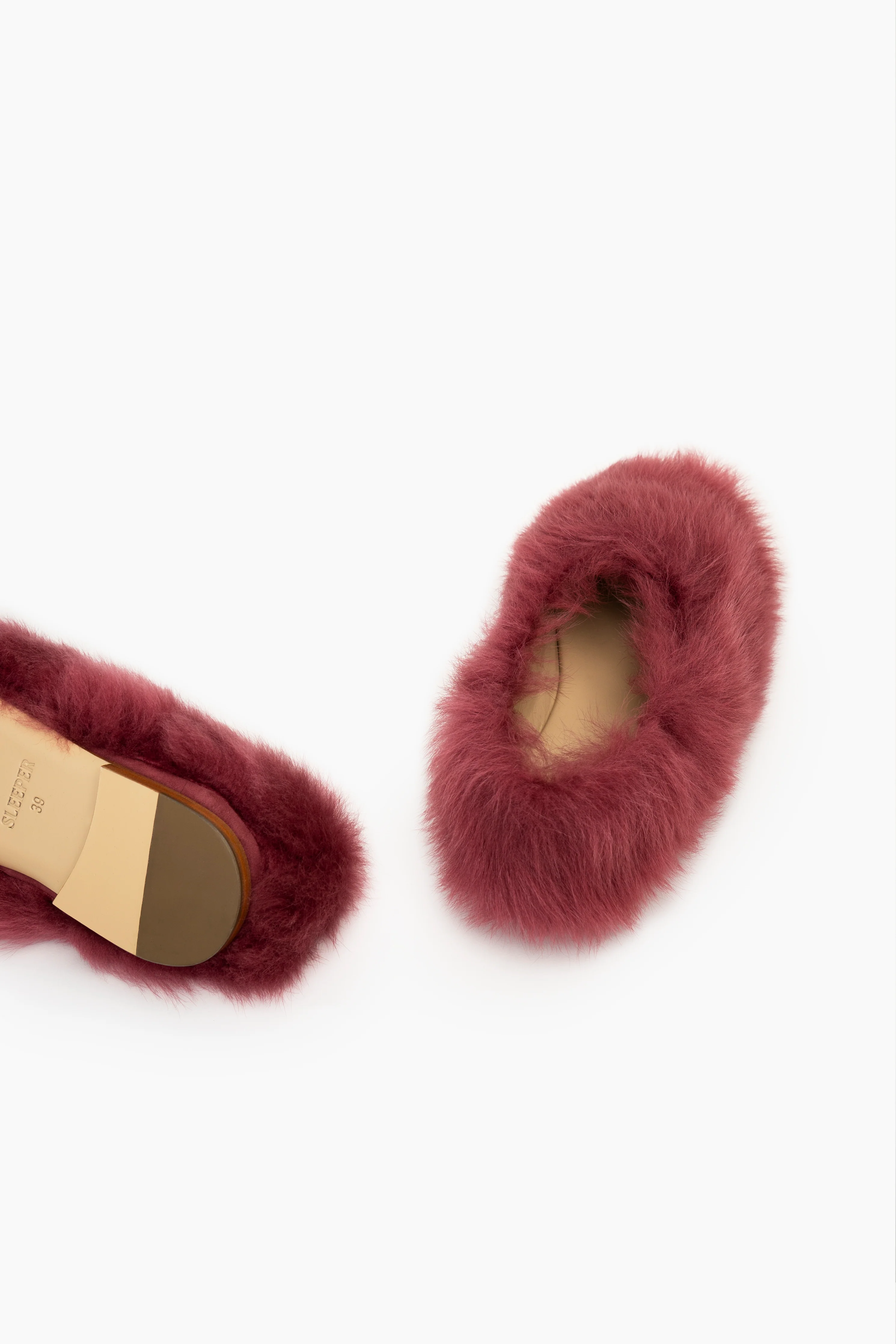 Kiwi Kiwi Shearling Ballet Flats in Burgundy - Image 4