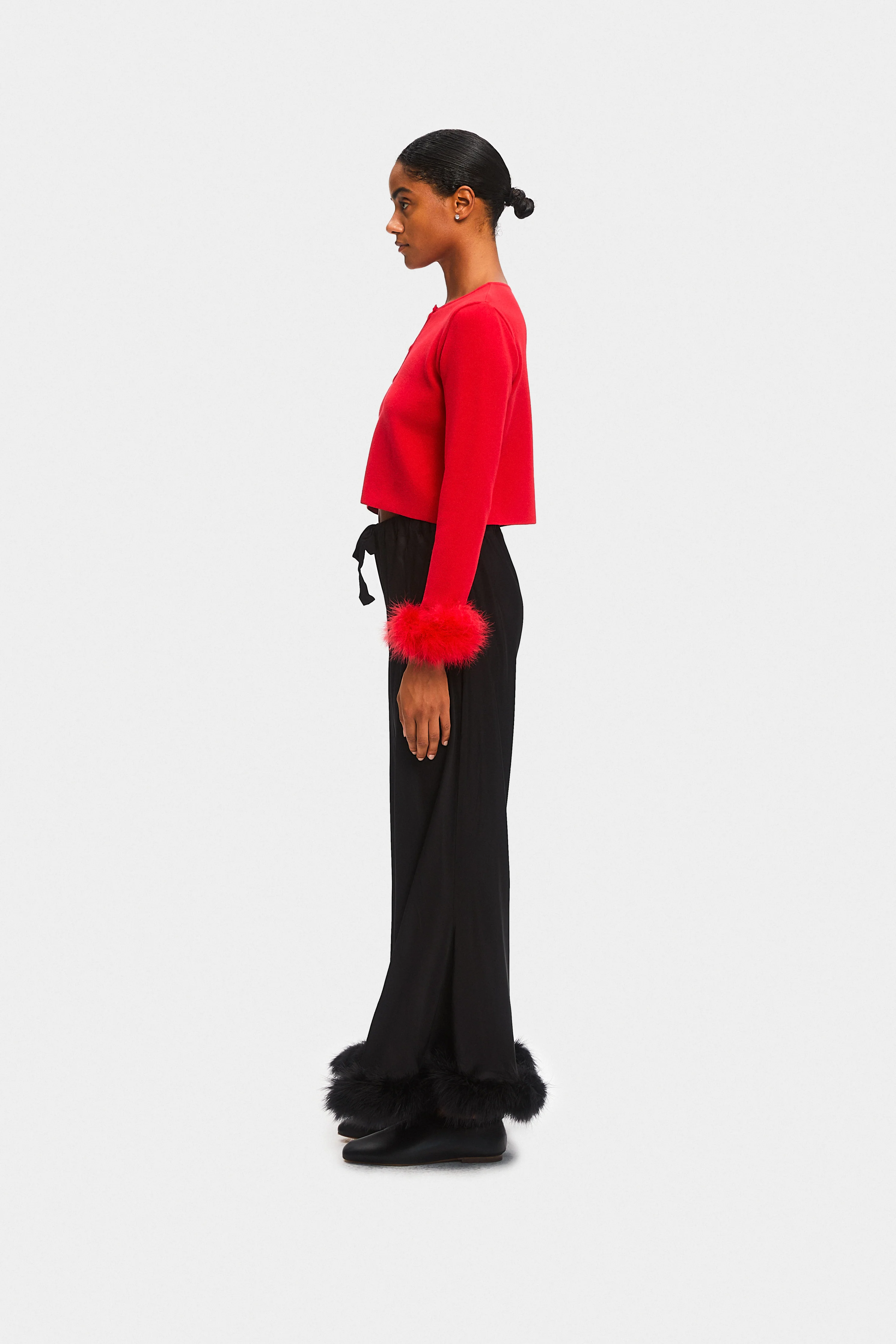 Knitted Cardigan in Flame Red - Image 2