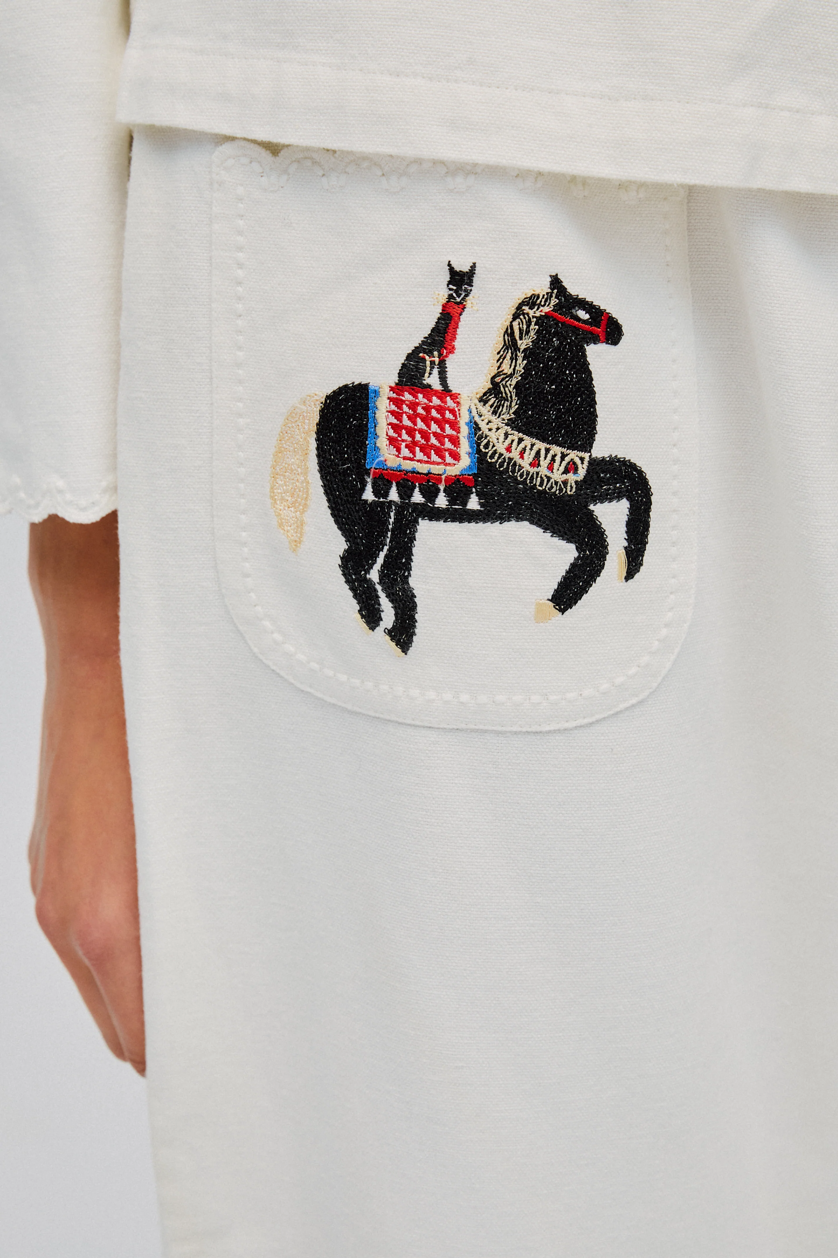 Kotyk Embroidered Cotton Pants in Off-white - Image 3