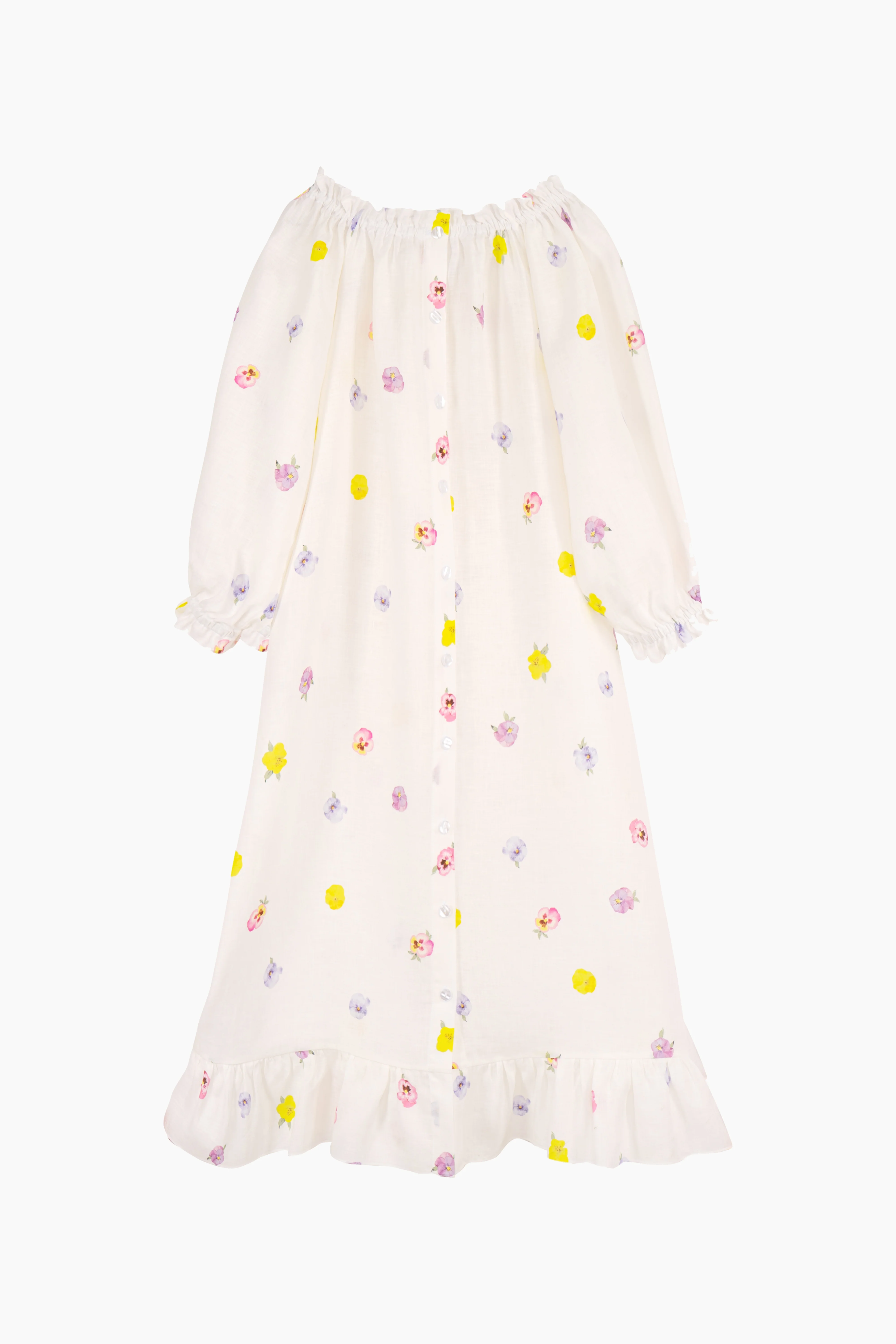 Loungewear Linen Midi Dress in Pansies - Image 3