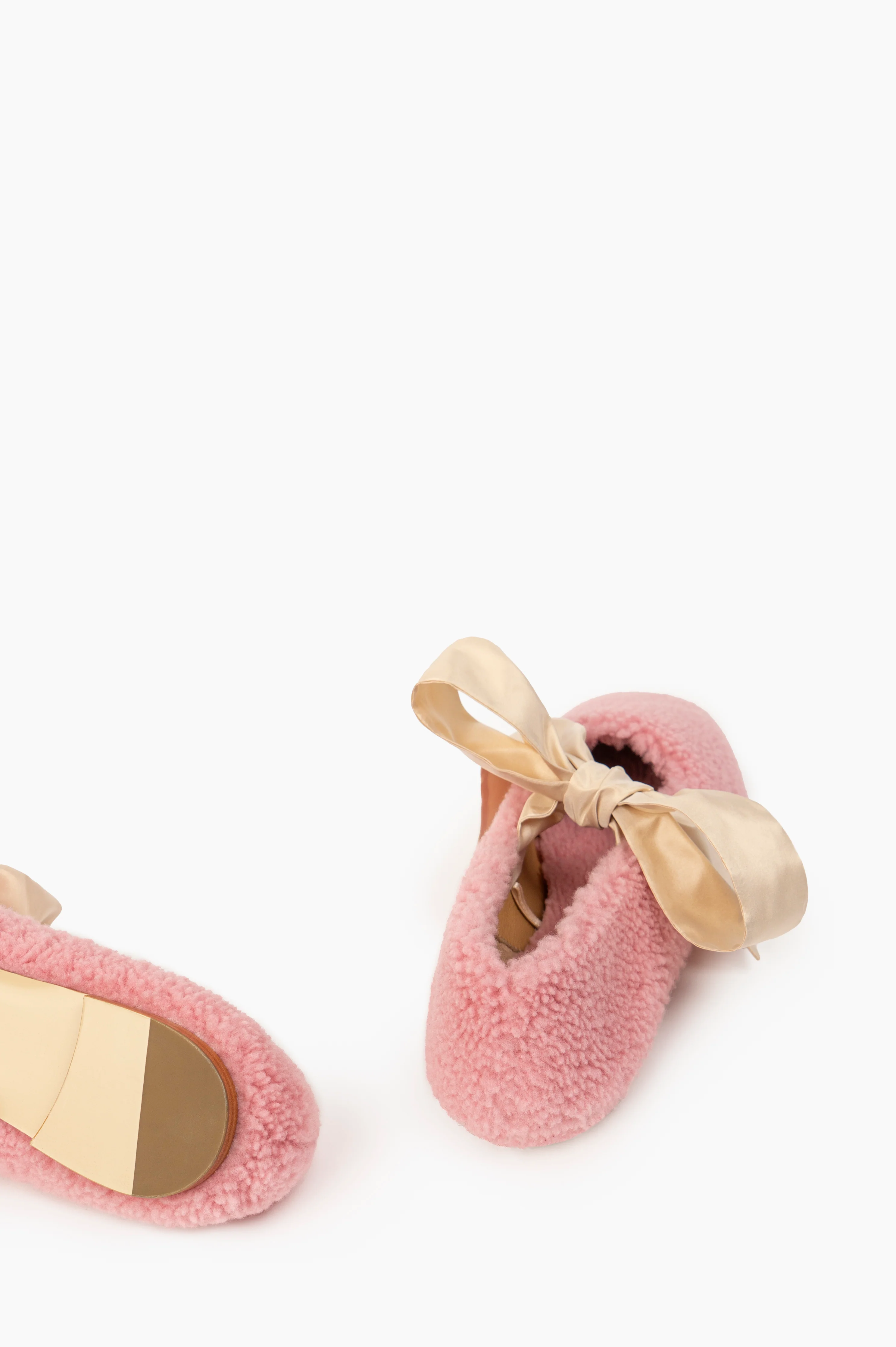 Lulu Shearling Slippers with Bows in Pink - Image 3
