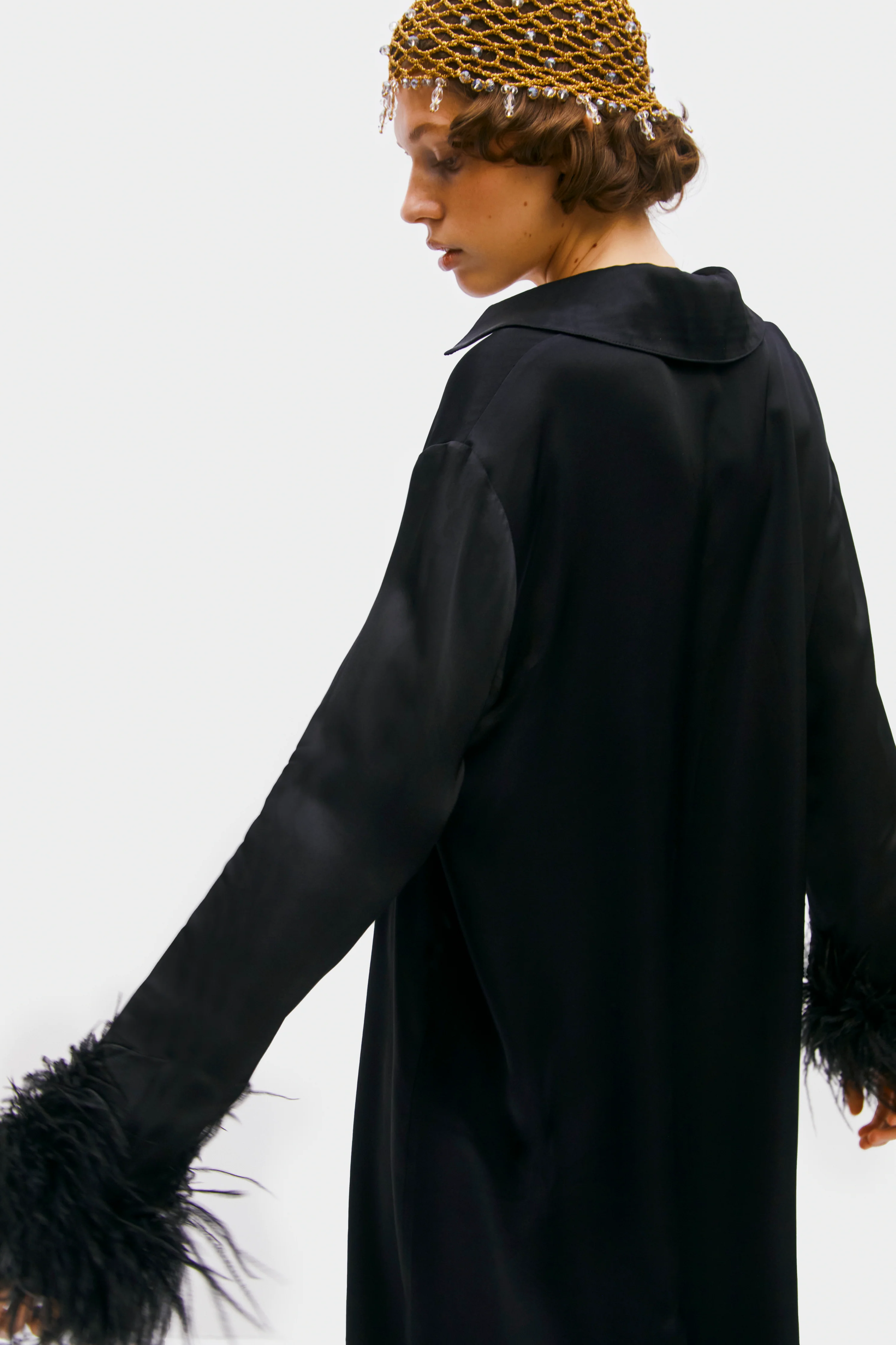 Luna Maxi Dress with Detachable Feathers in Black - Image 3