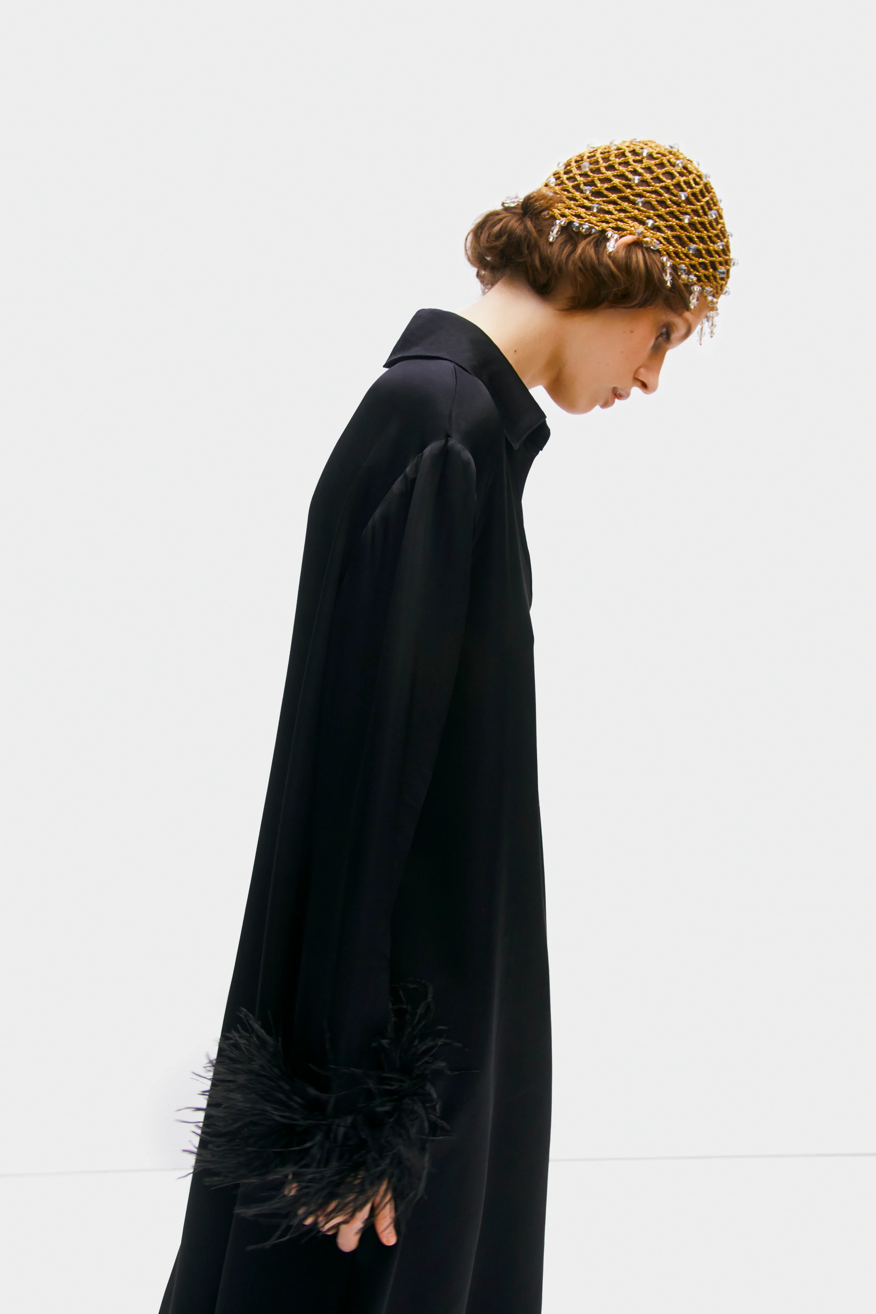 Luna Maxi Dress with Detachable Feathers in Black - Image 4