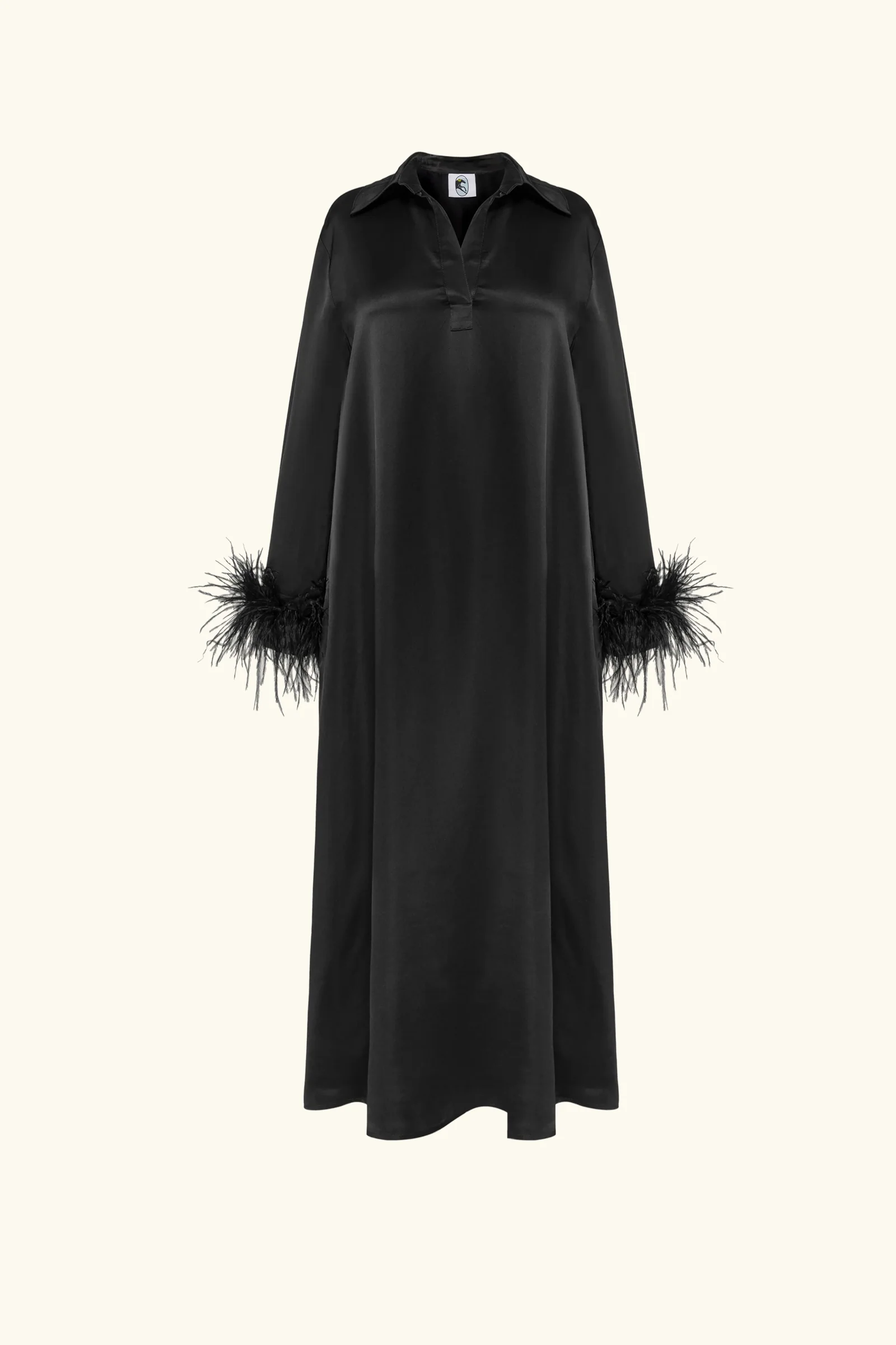 Luna Maxi Dress with Detachable Feathers in Black - Image 6