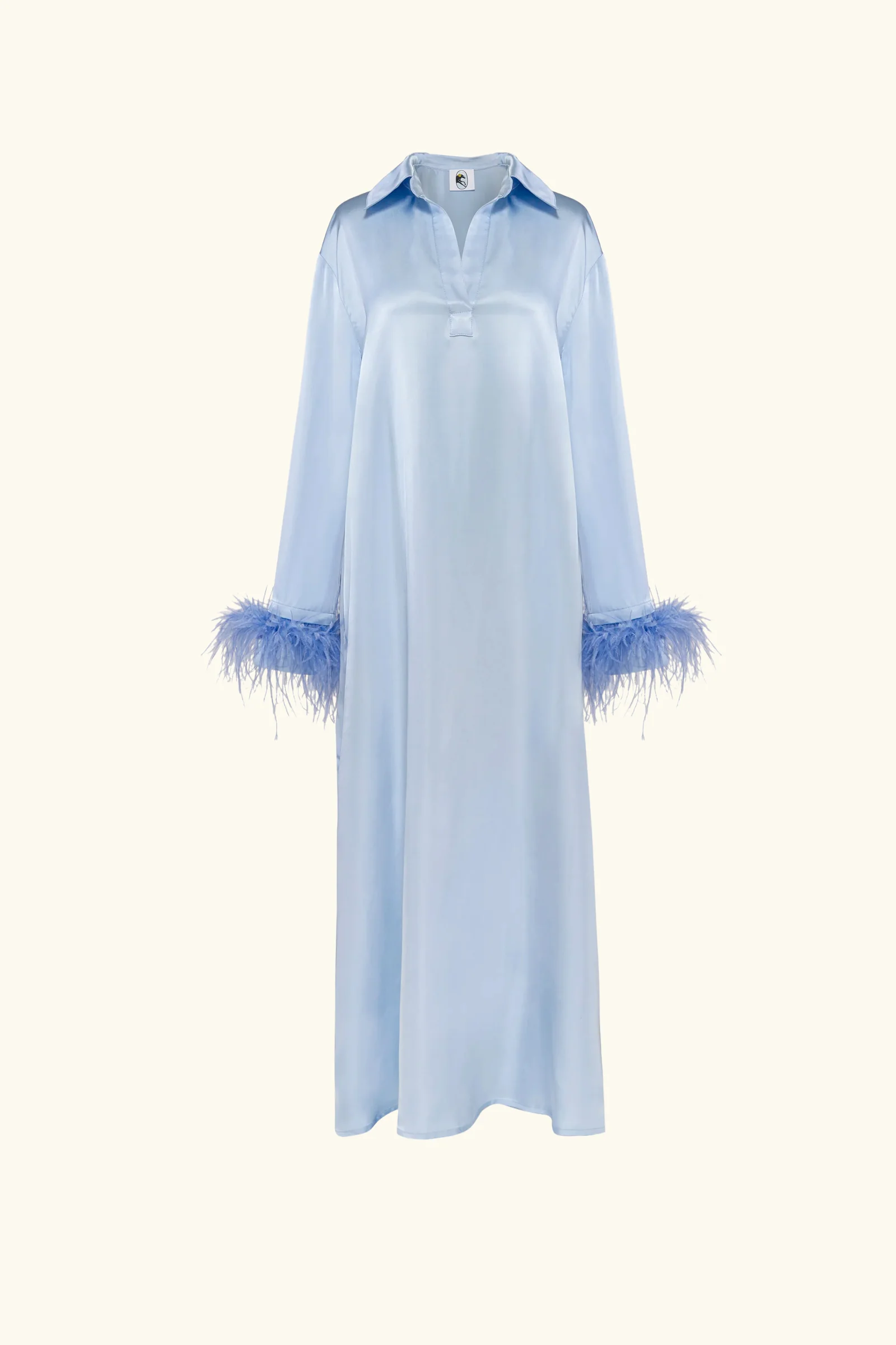 Luna Maxi Dress with Detachable Feathers in Blue - Image 8
