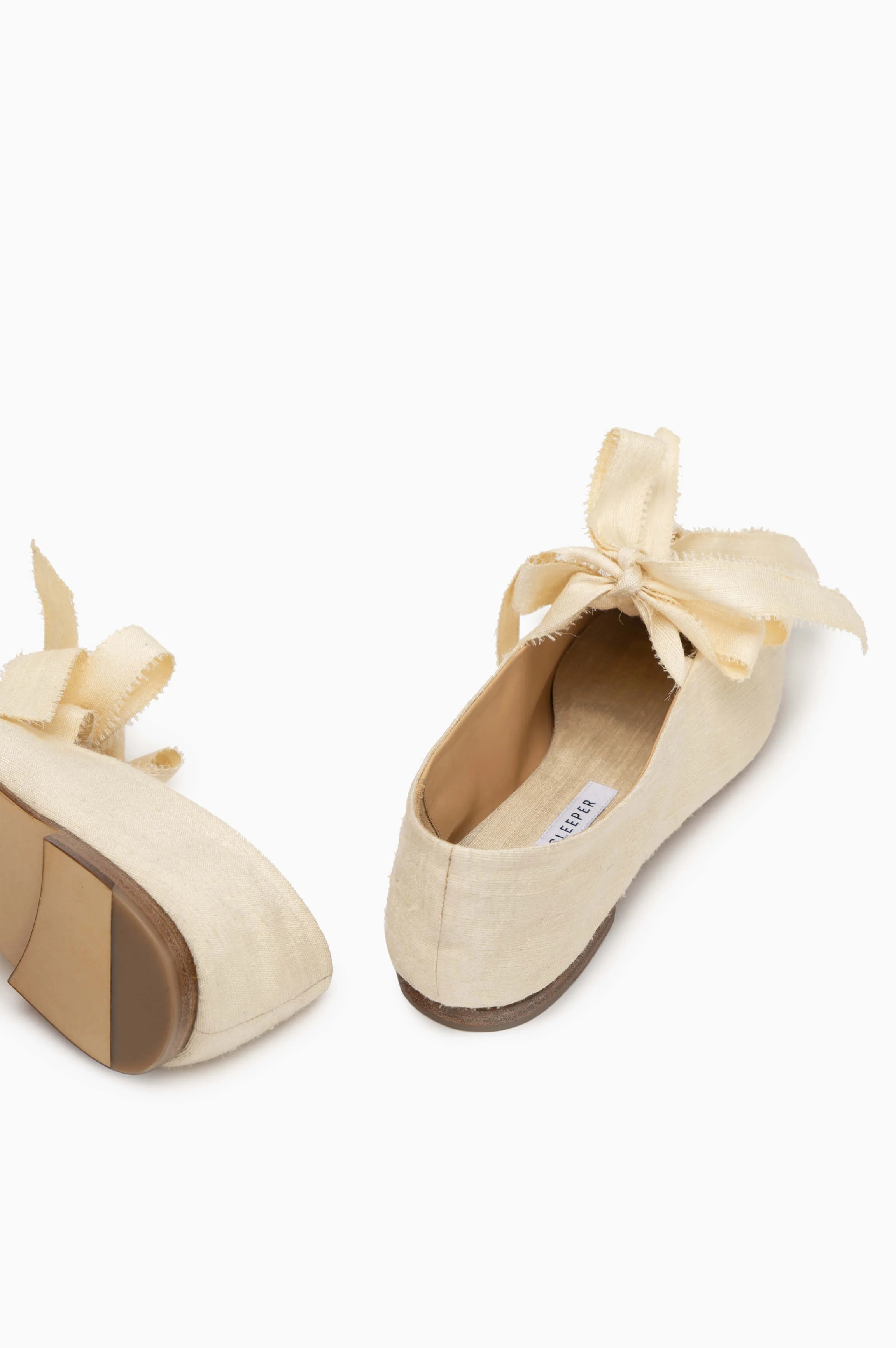 Mille-feuille Silk Flats in White - Image 3