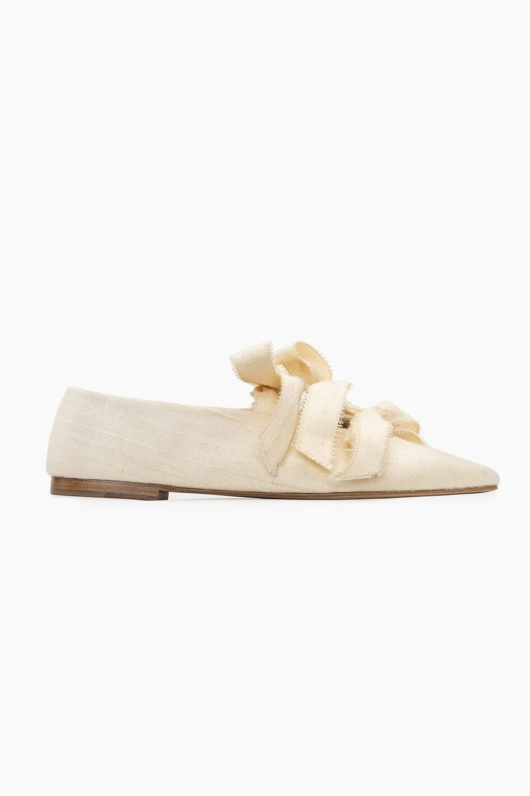 Mille-feuille Silk Flats in White - Image 4