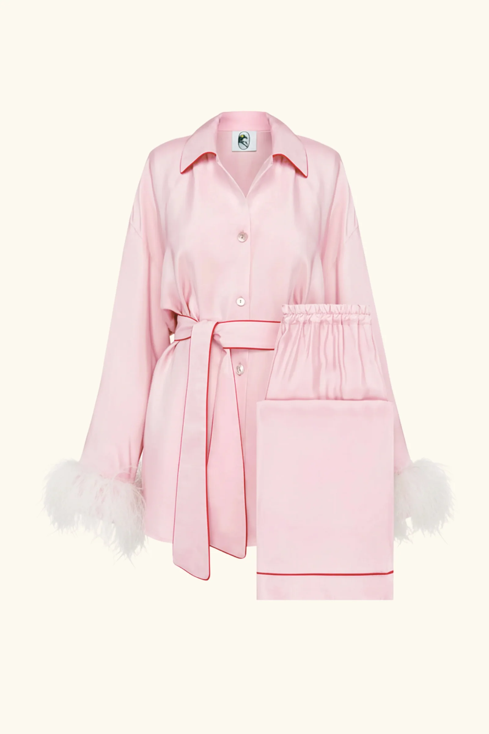 Miss Cat Belted Set with Detachable Feathers in Pink - Image 5