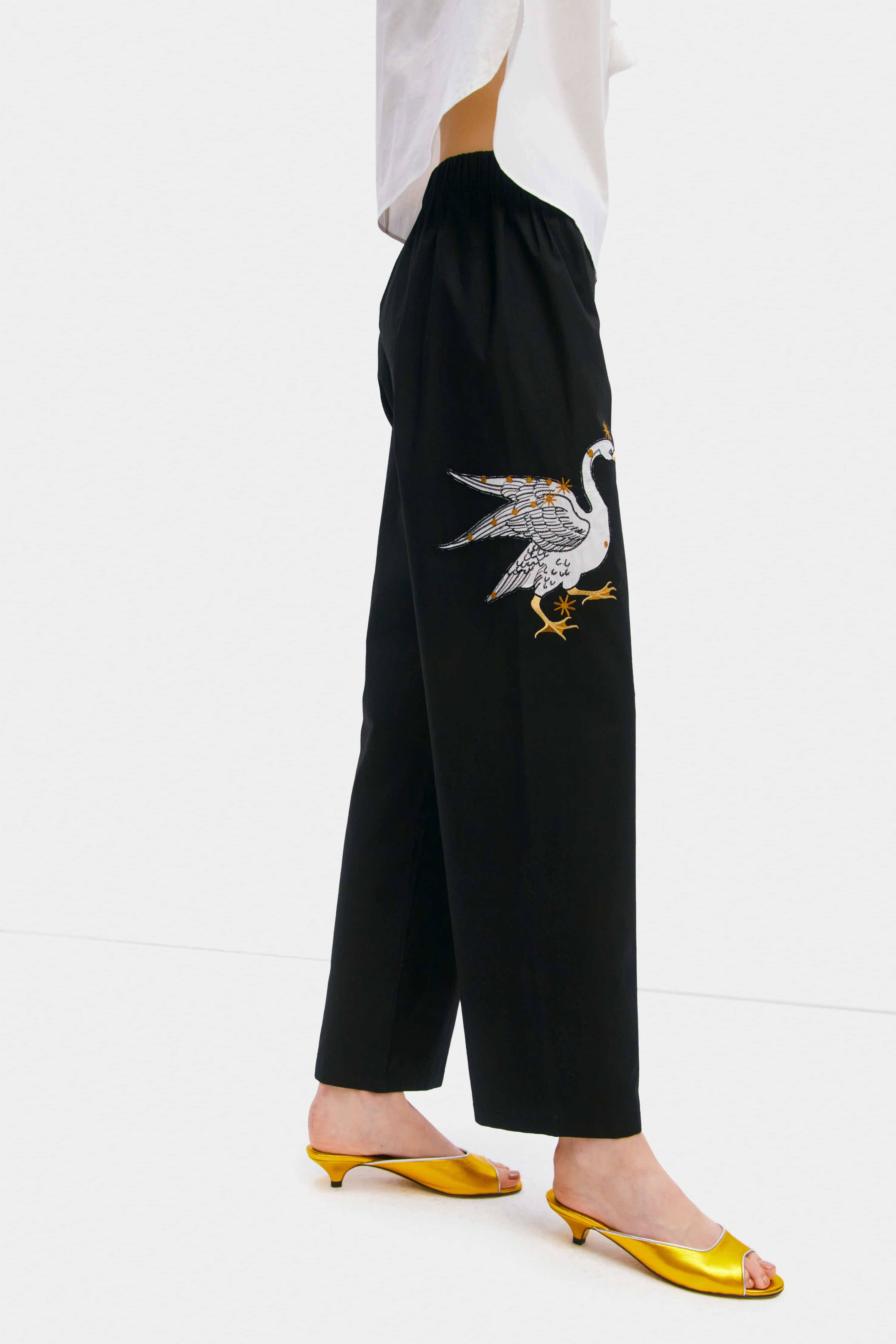 Mystic Appliquéd Cotton Pants in Black - Image 2