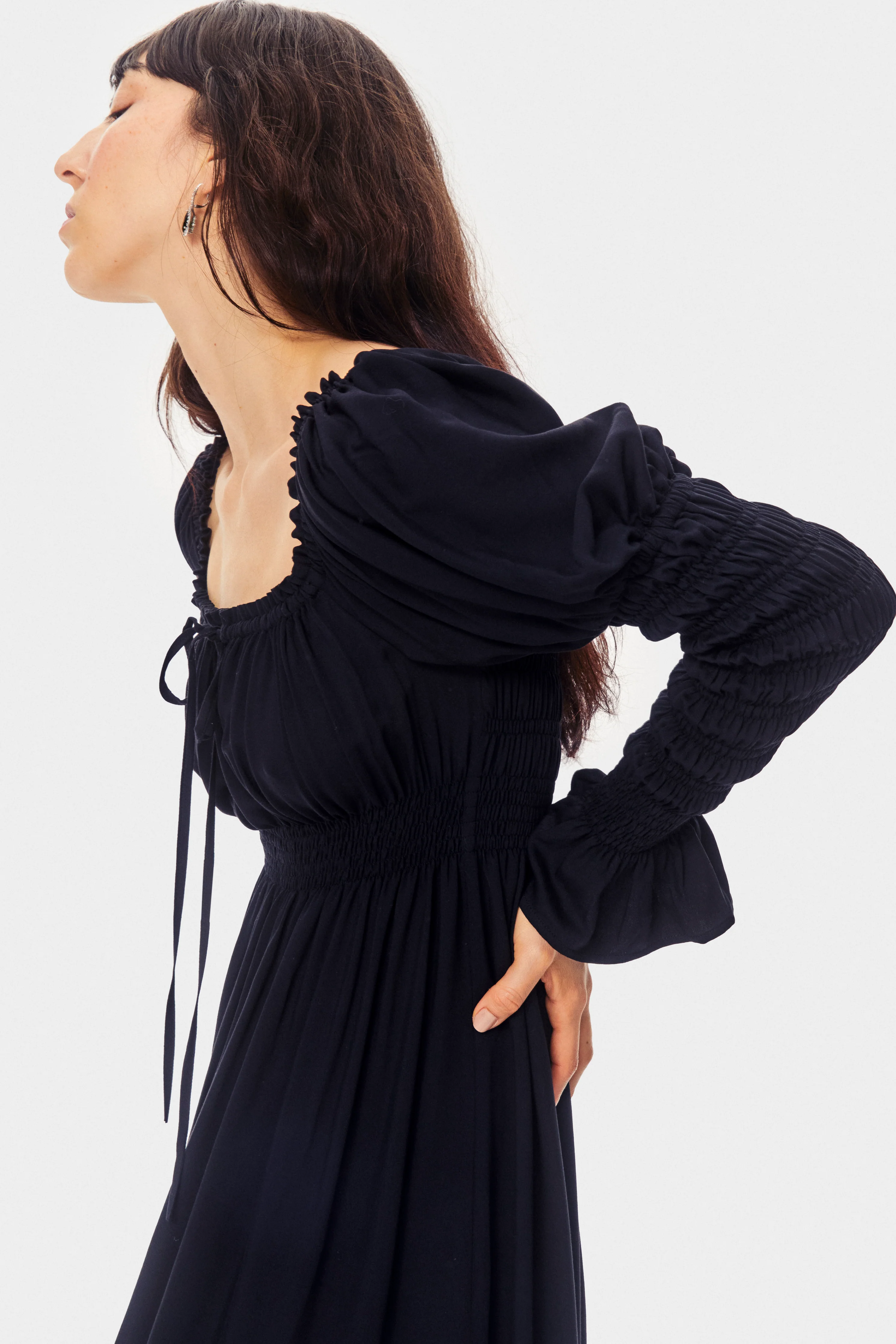 Paloma Shirred Maxi Dress in Black - Image 2