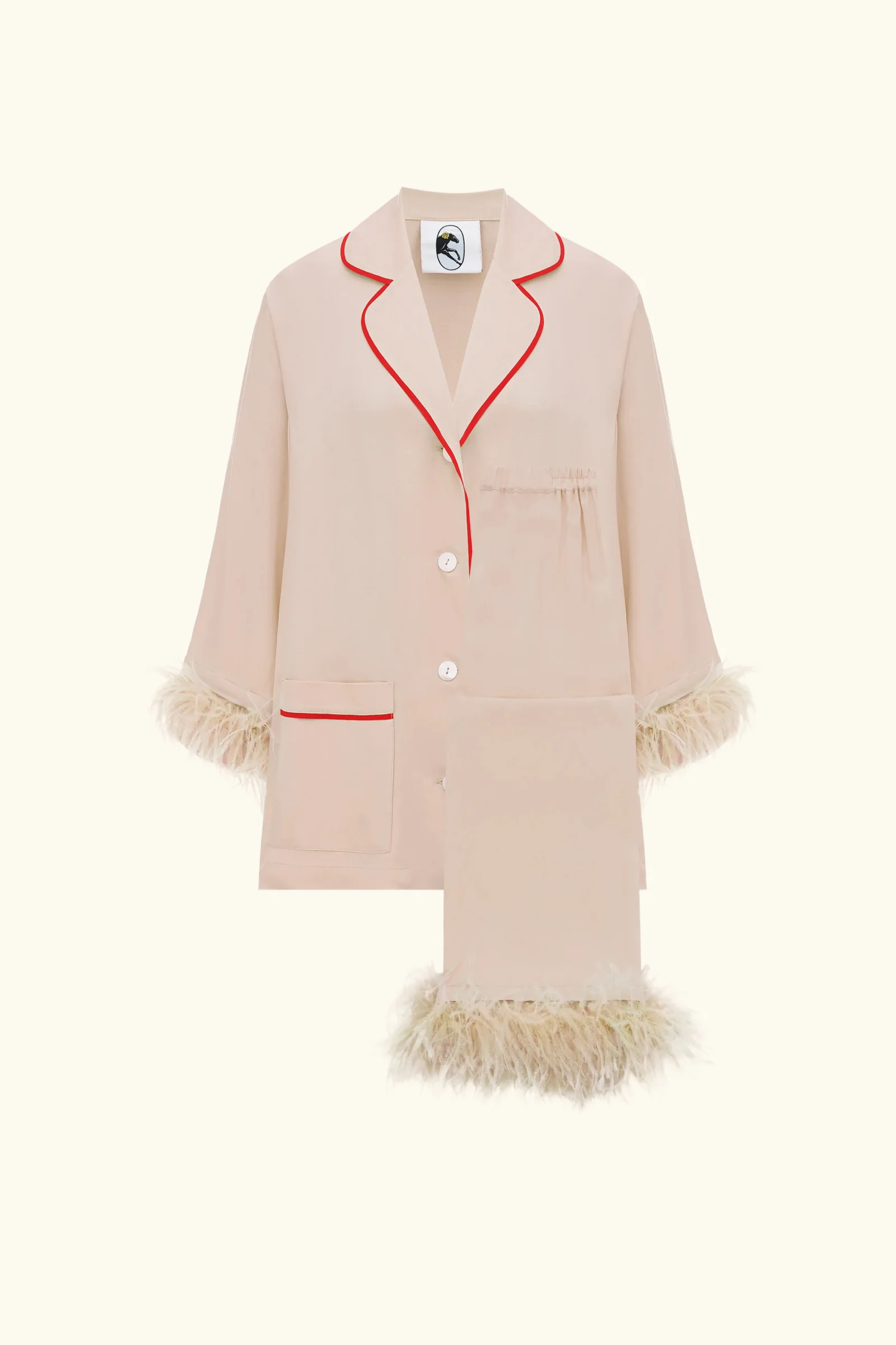 Party Pajamas Set with Detachable Feathers in Beige - Image 4
