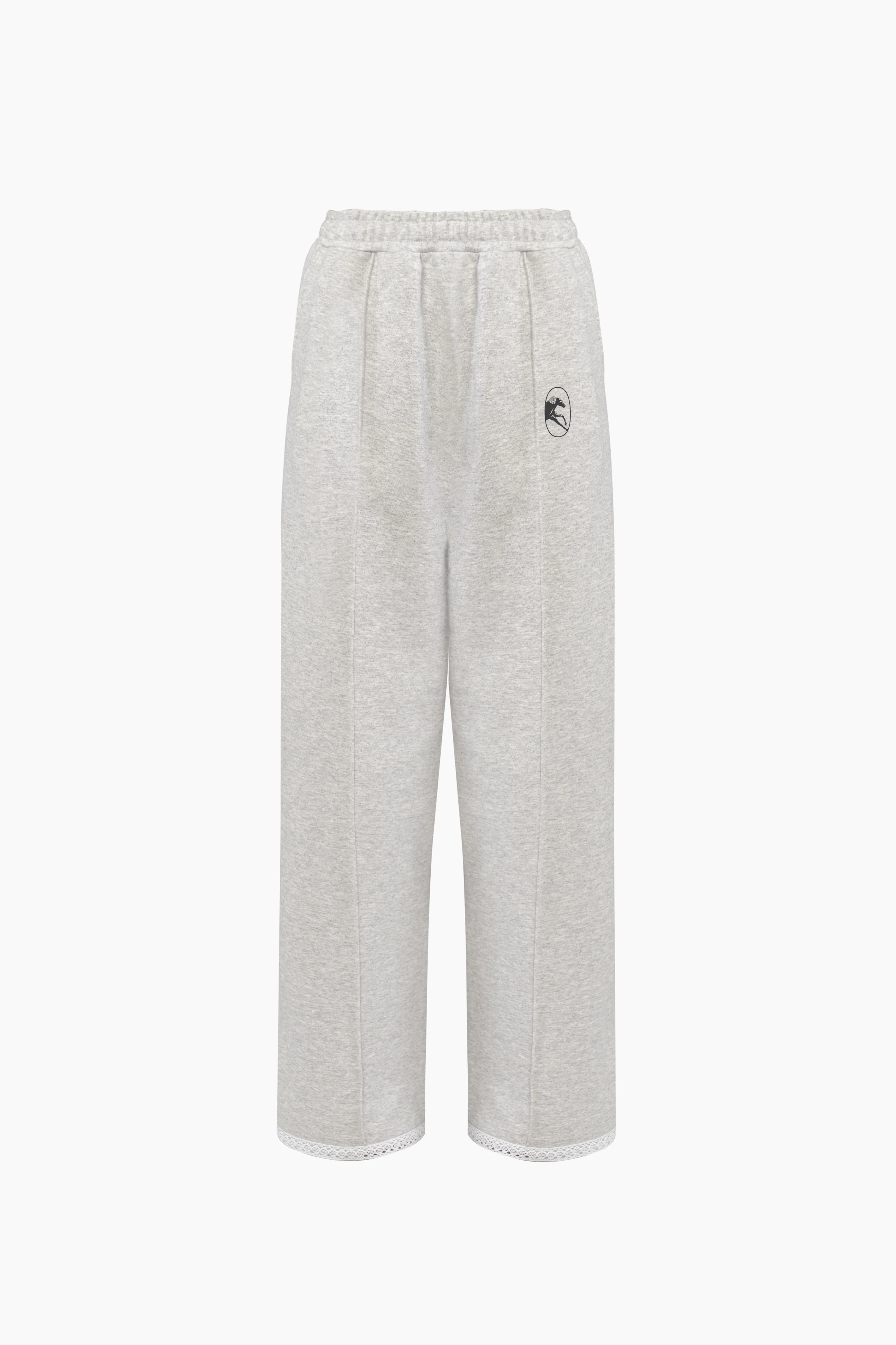 Relaxed Stretch-cotton Jersey Pants with Lace in Grey - Image 6