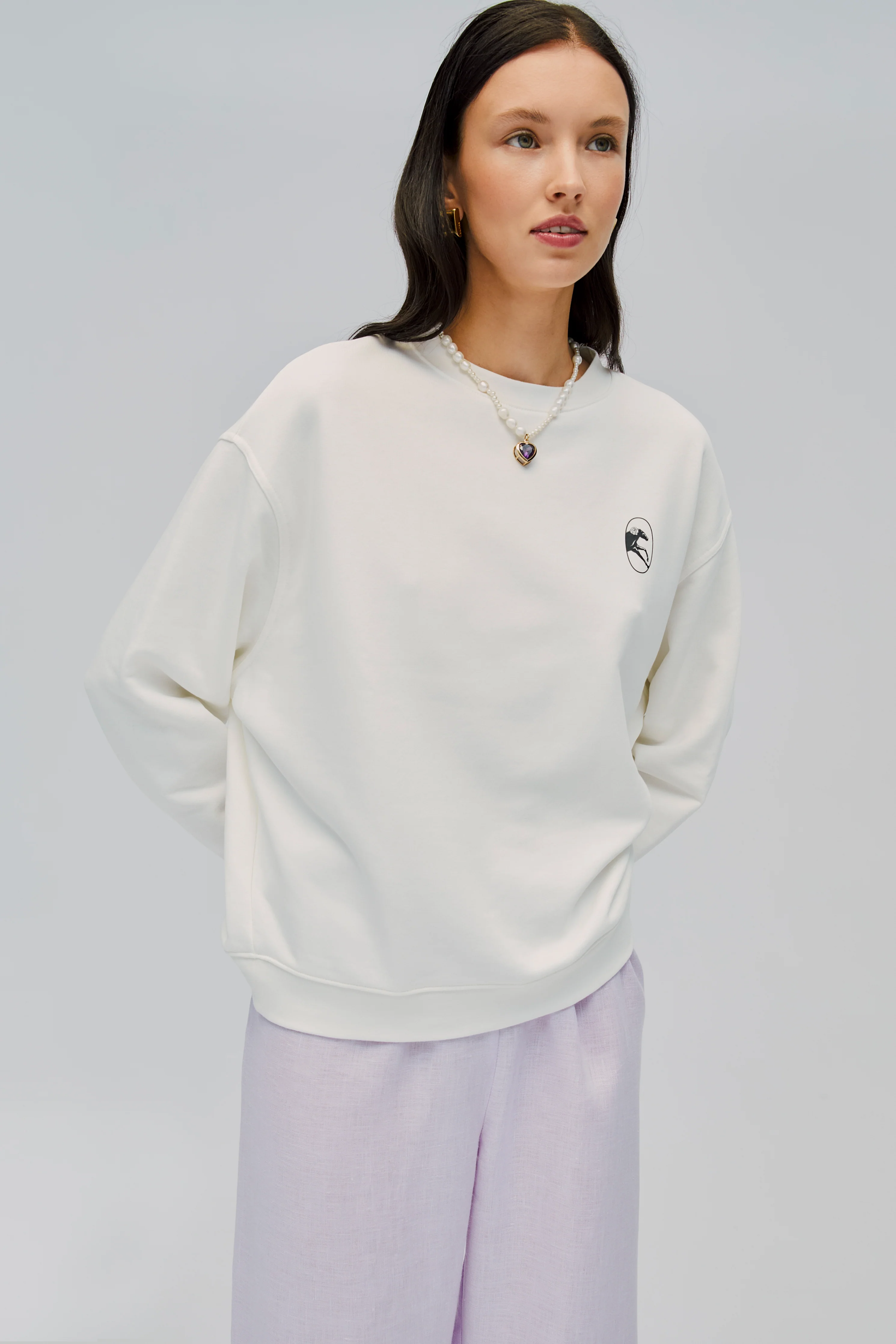 Relaxed Stretch-cotton Jersey Sweatshirt in Off-White - Image 3