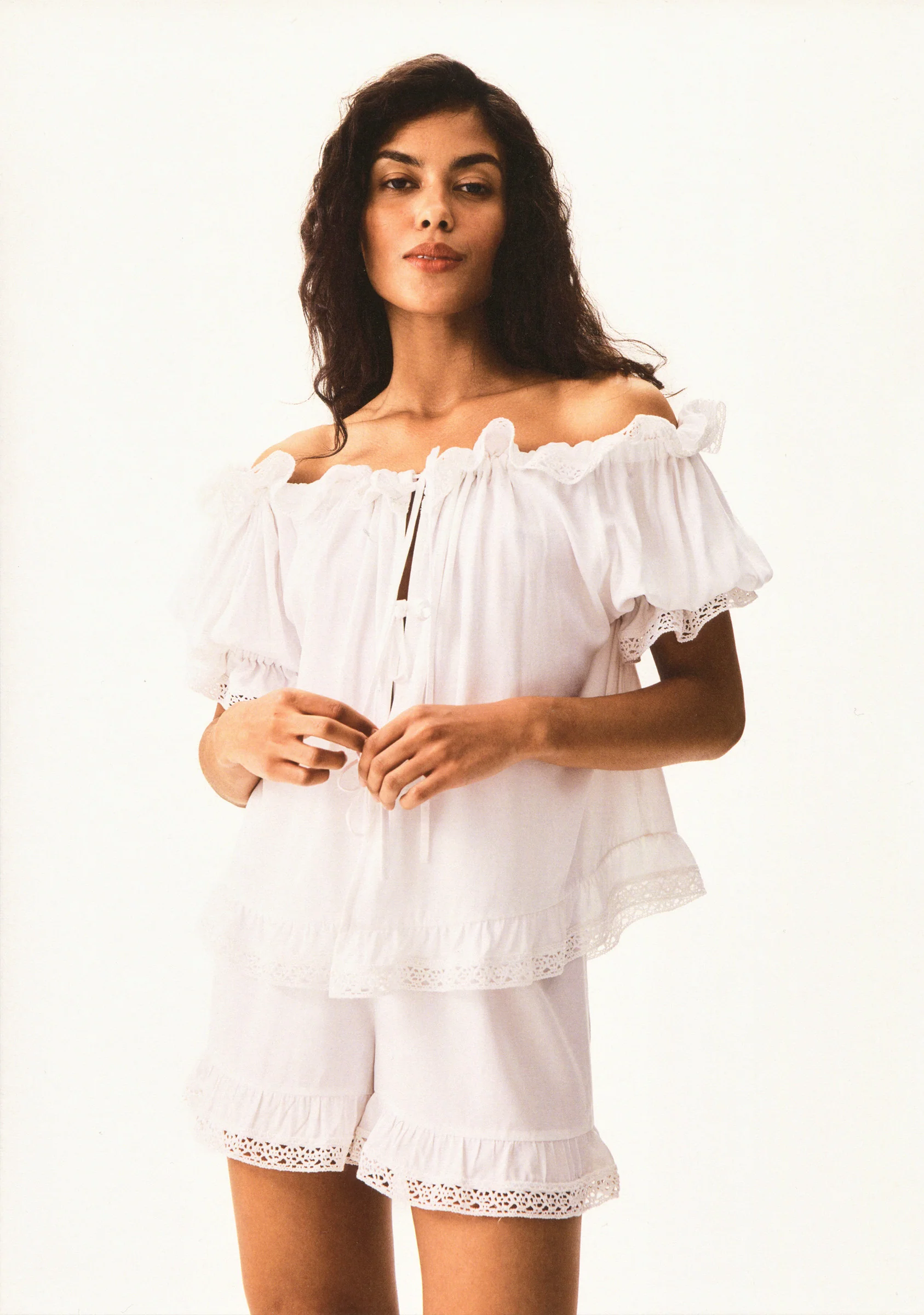 Romantica Lounge Set with Shorts in White - Image 5