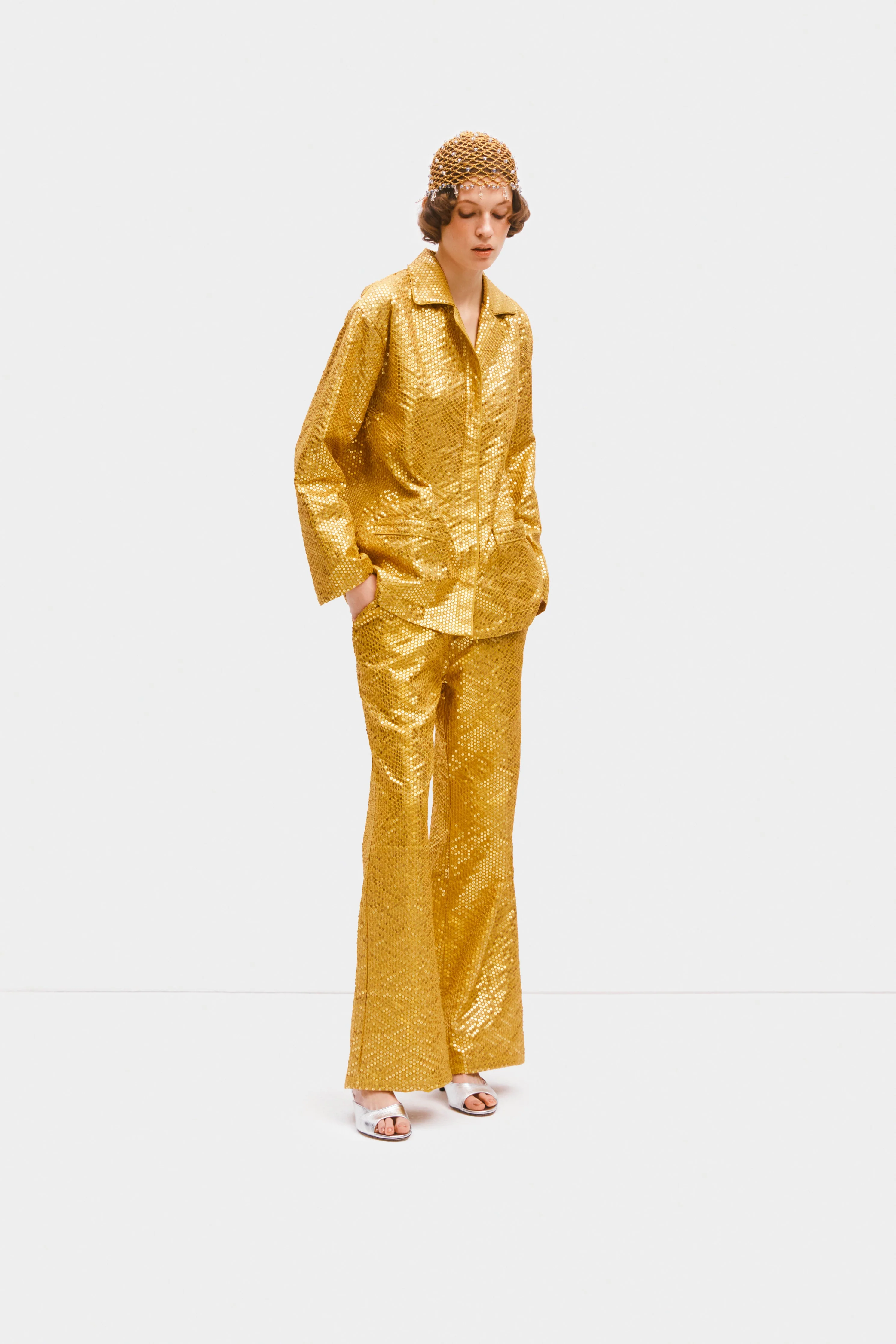 Supernova Sequined Shirt in Gold - Image 3