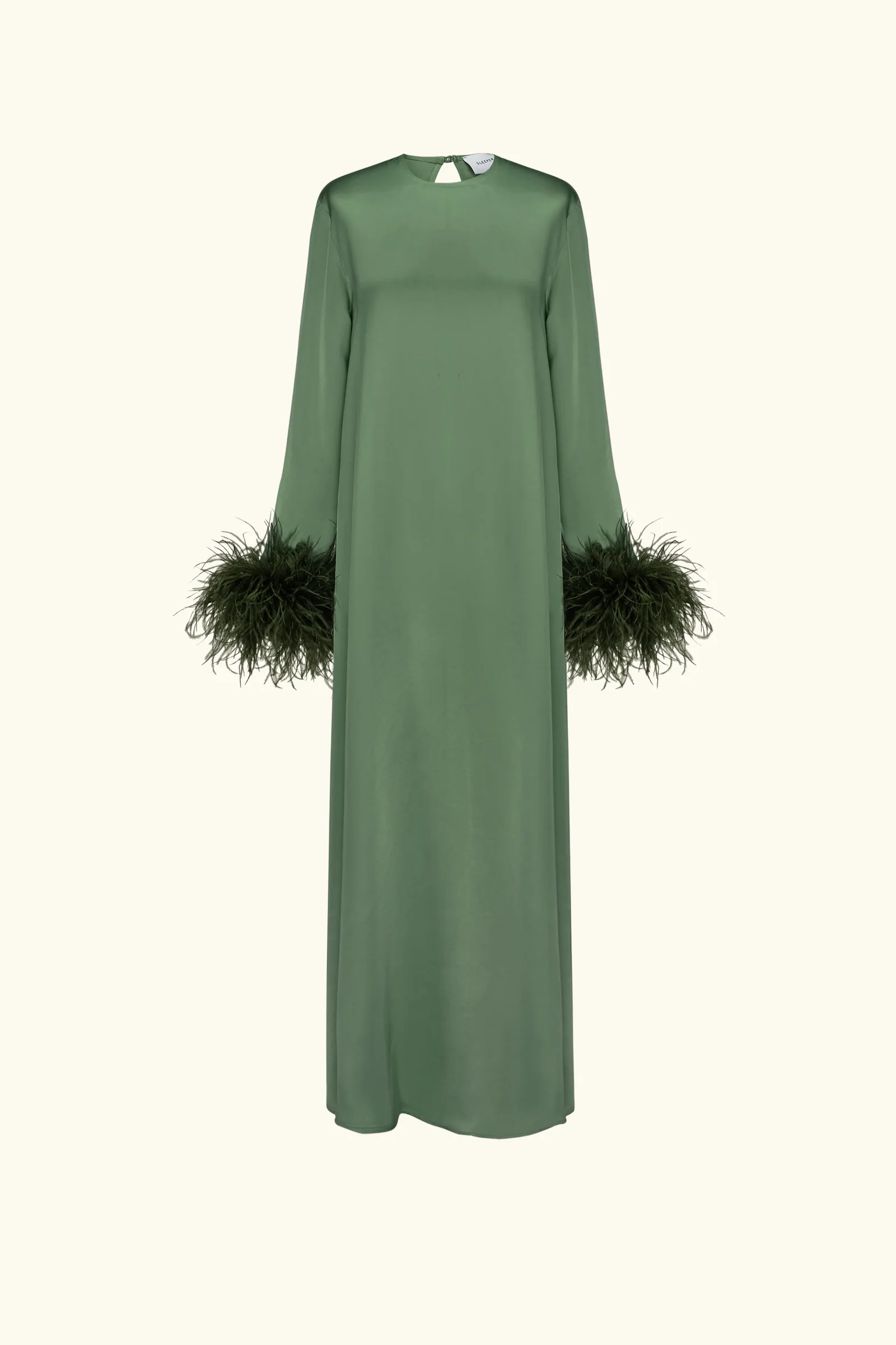 Suzi Maxi Dress with Detachable Feathers in Green - Image 7