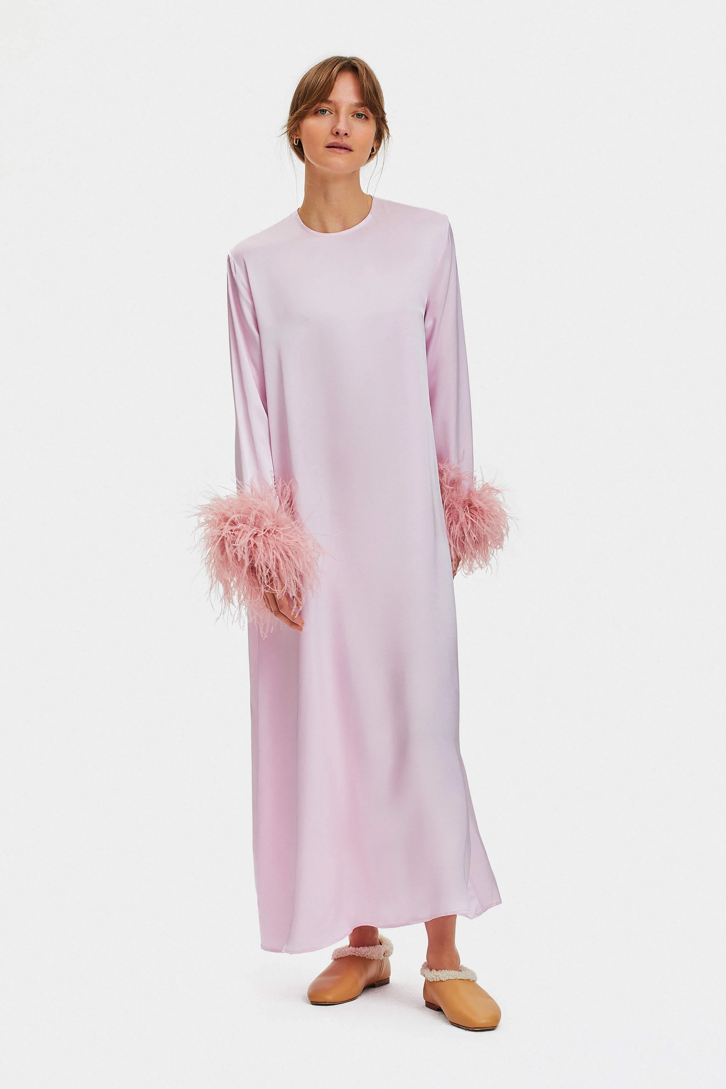 Suzi Maxi Dress with Detachable Feathers in Pink - Image 3