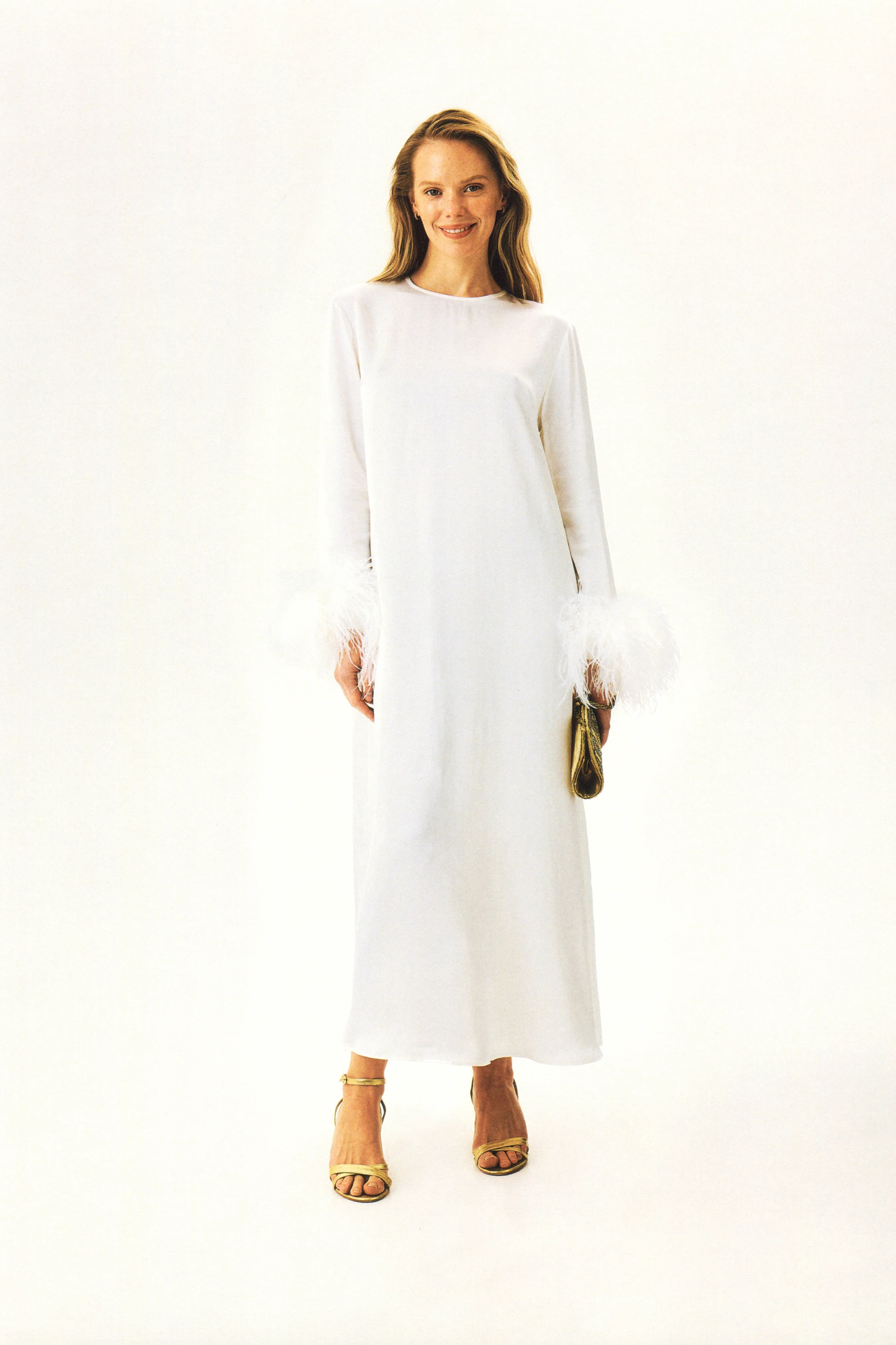 Suzi Maxi Dress With Detachable Feathers in White - Image 7