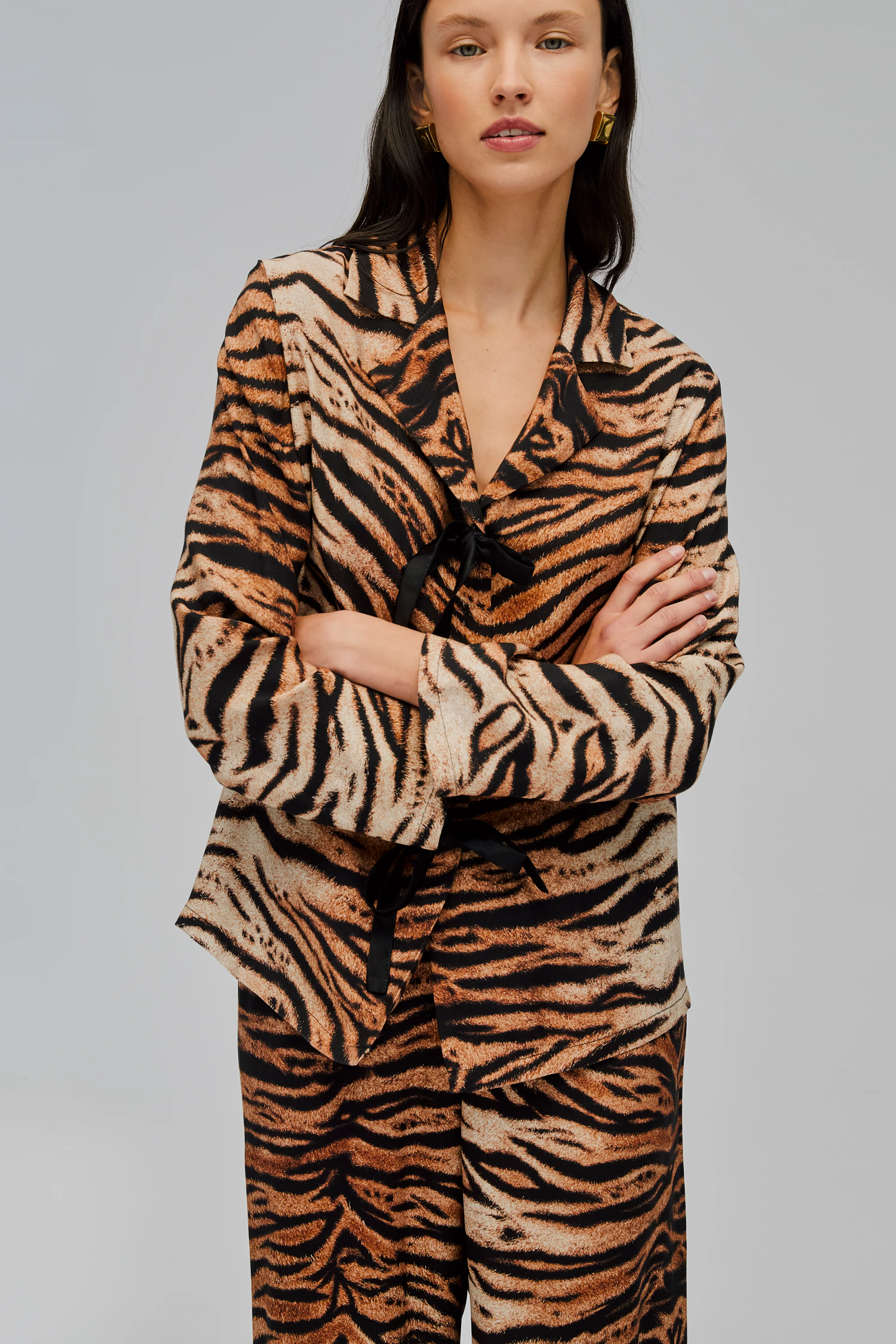 The Bow Pajama Set in Tiger - Image 5