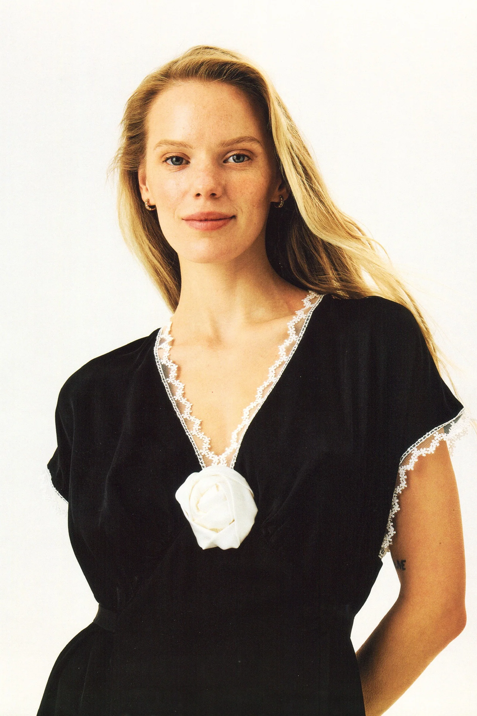 The Genus Rosa Satin Dress in Black - Image 3