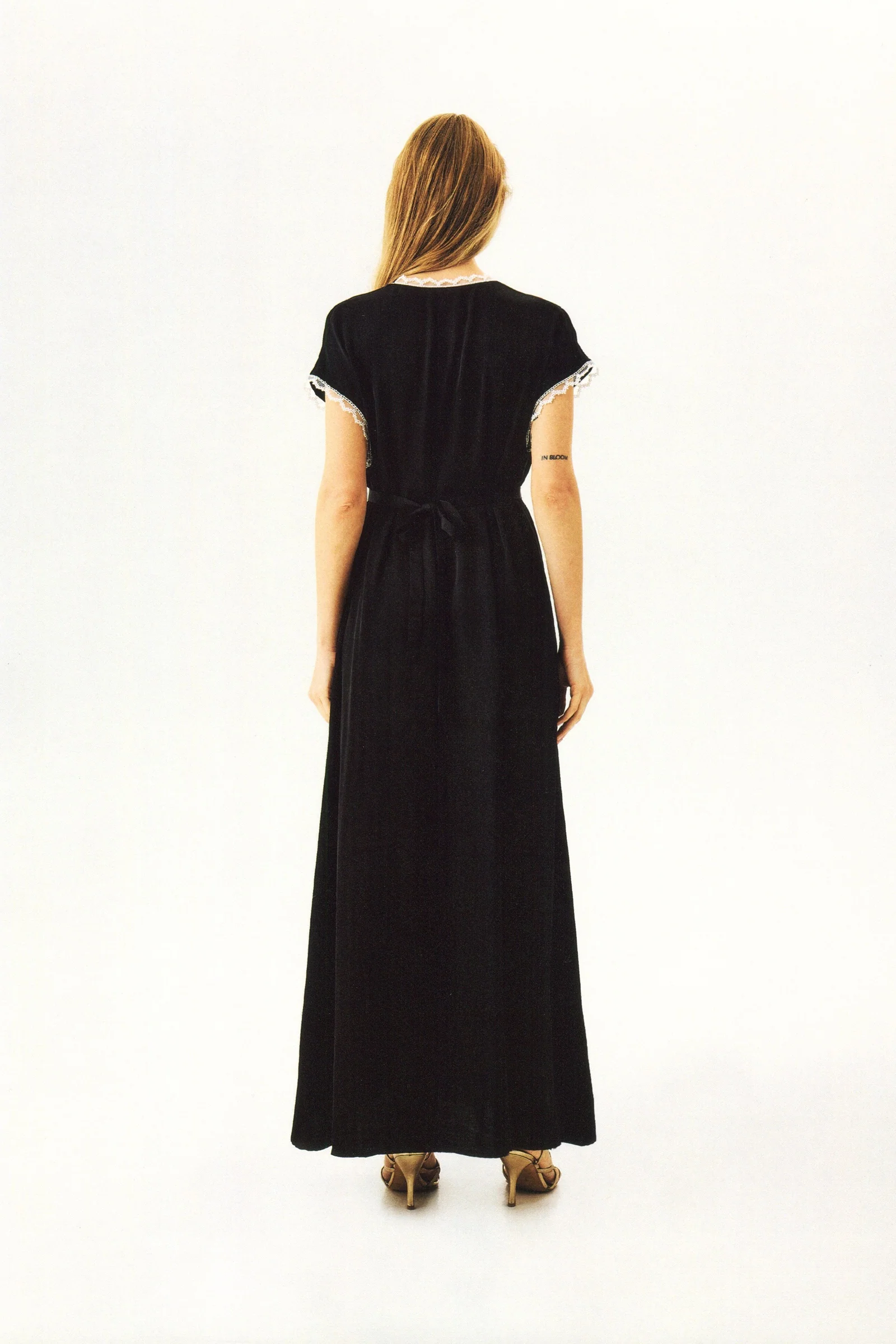 The Genus Rosa Satin Dress in Black - Image 5