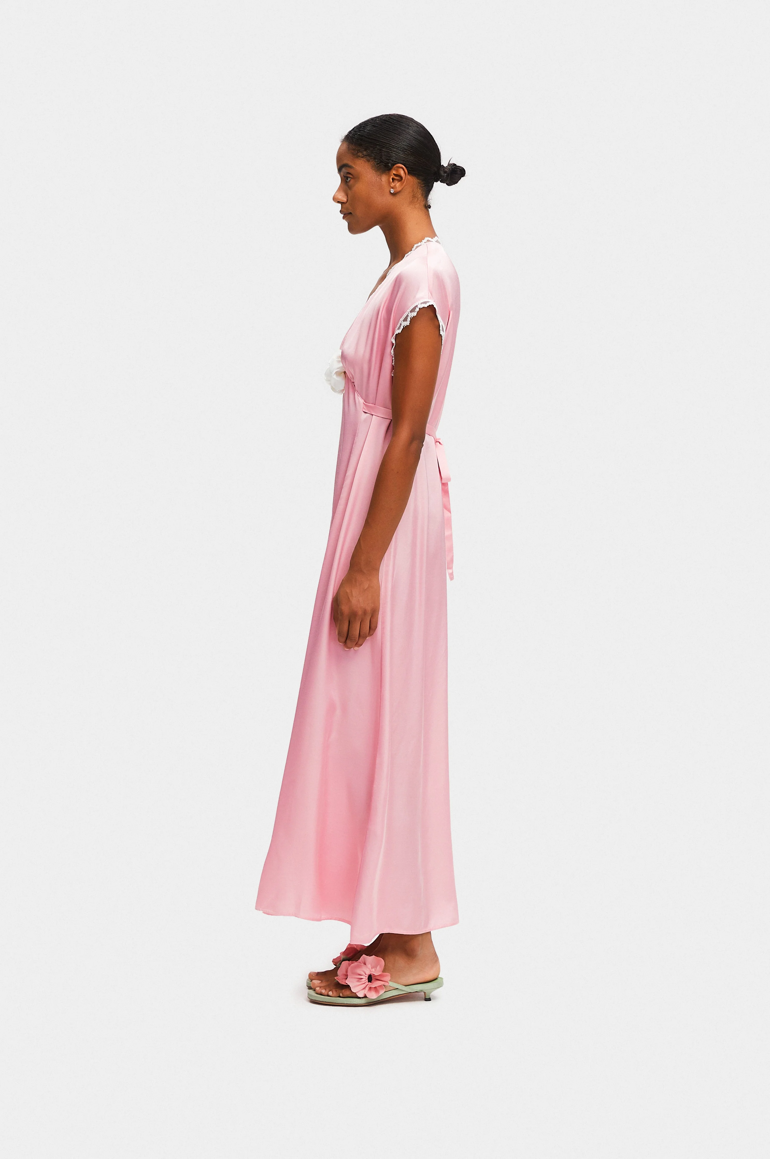 The Genus Rosa Satin Dress in Pink - Image 3