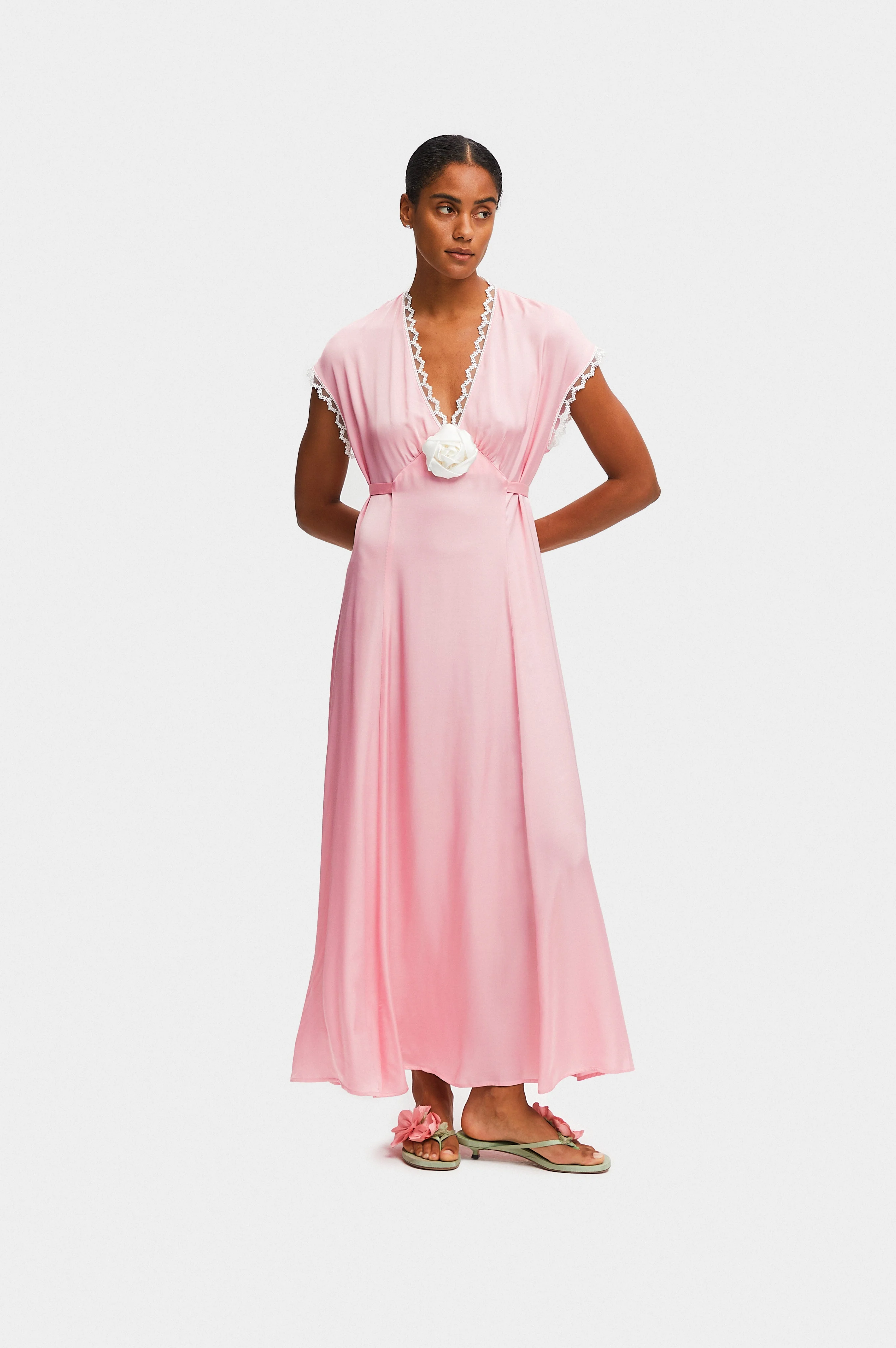 The Genus Rosa Satin Dress in Pink - Image 4