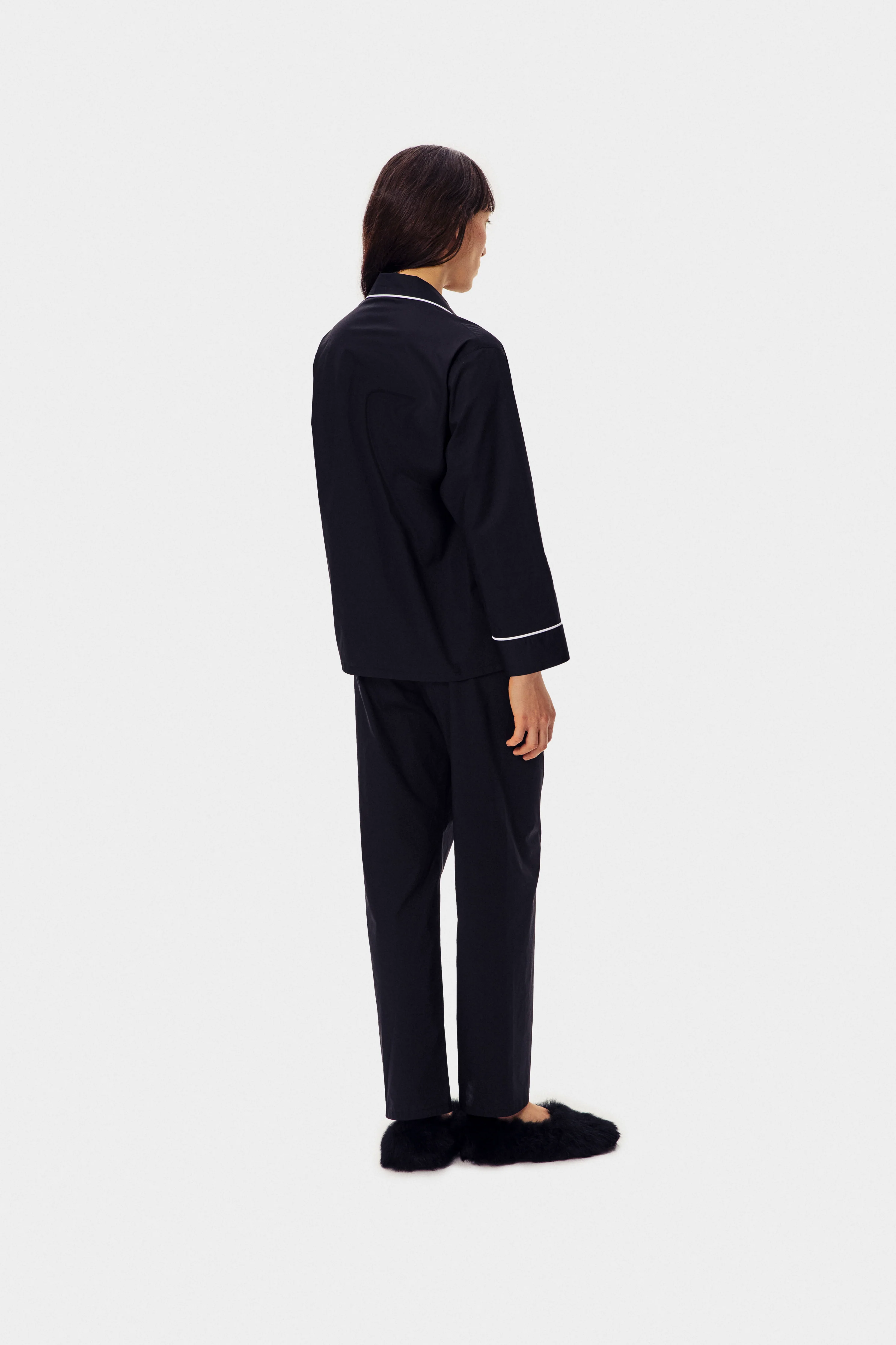 The Rose Cotton Pajama Set in Black - Image 5