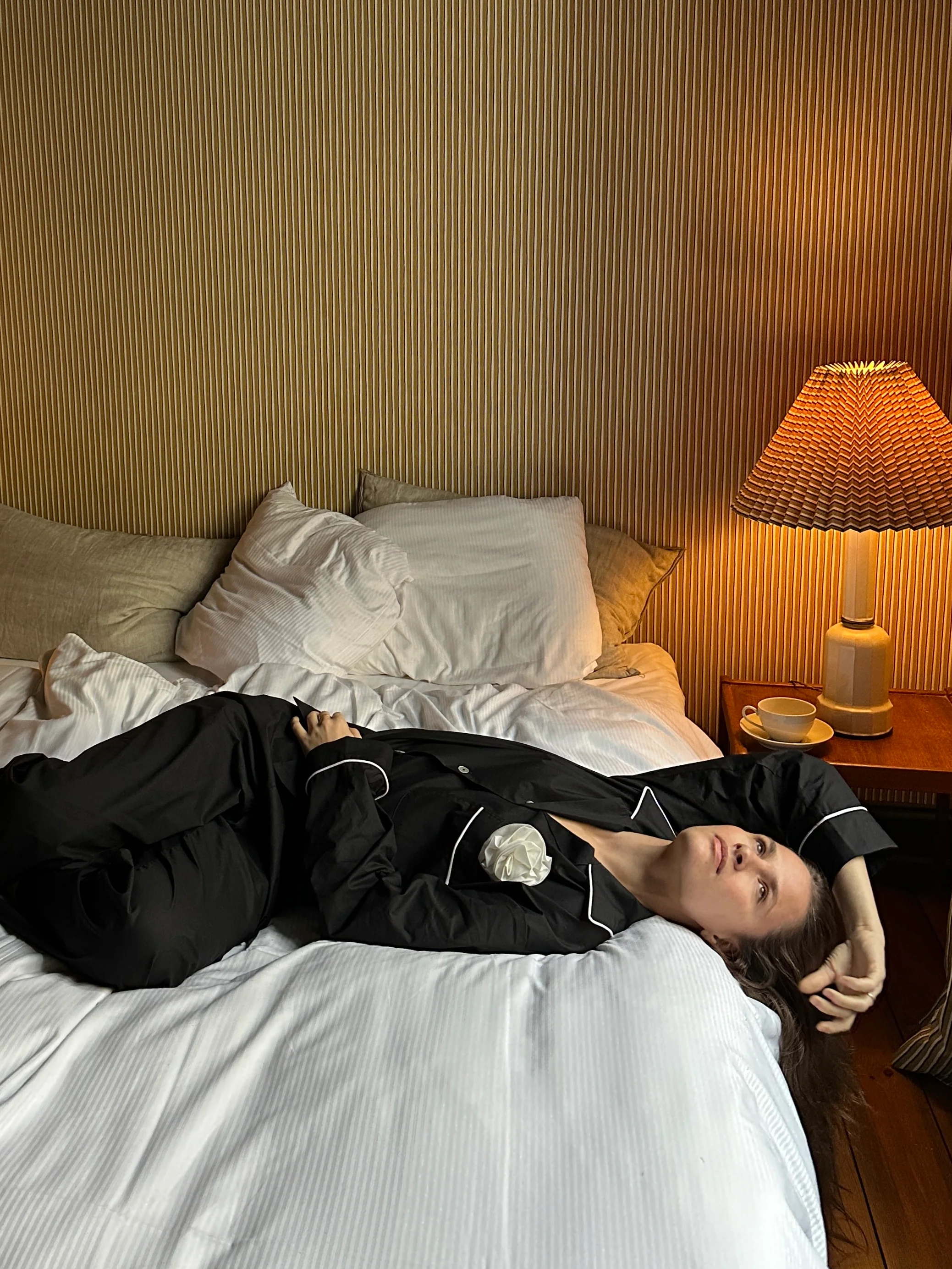 The Rose Cotton Pajama Set in Black - Image 8