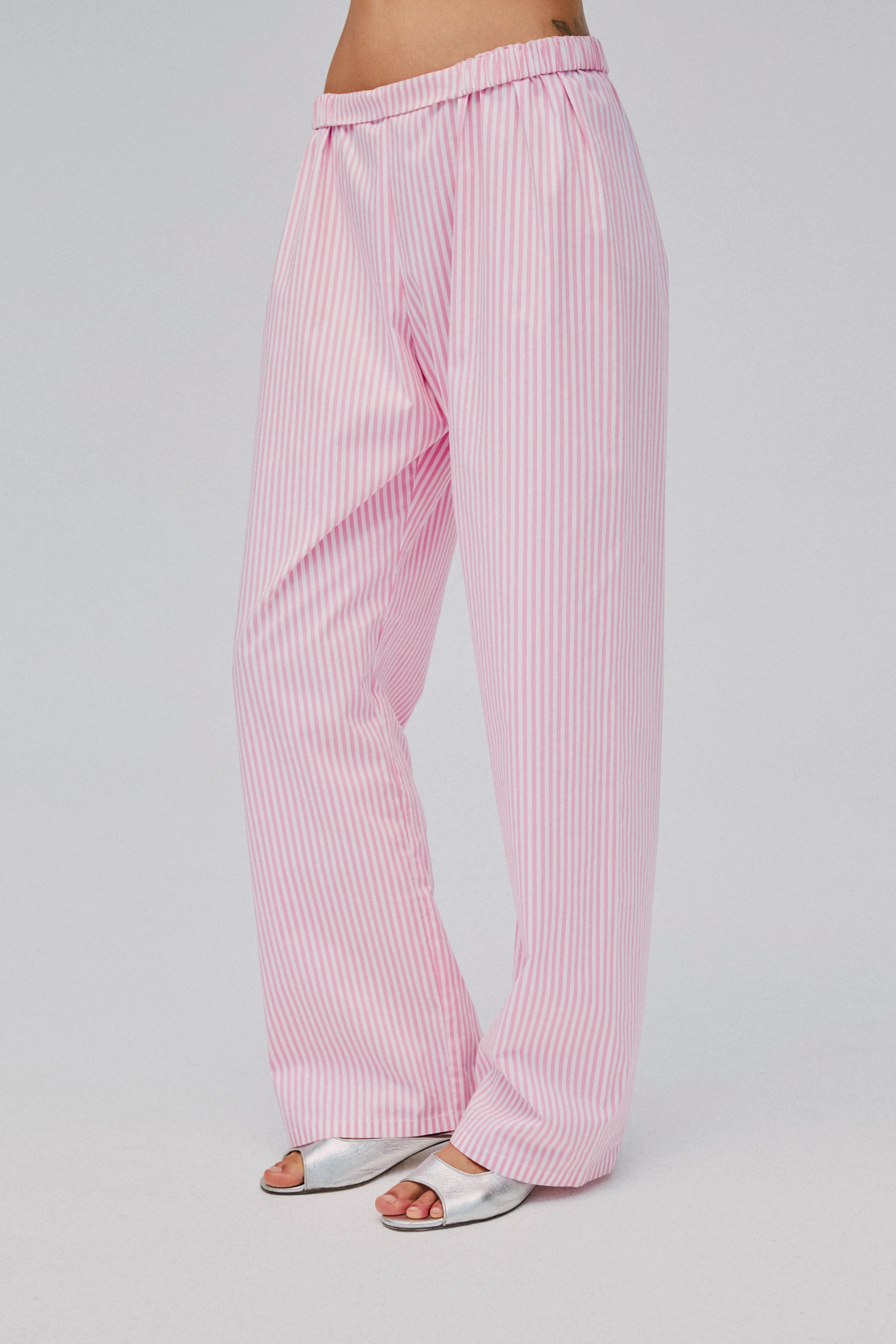 The Rose Cotton Pajama Set in Pink Stripes - Image 3