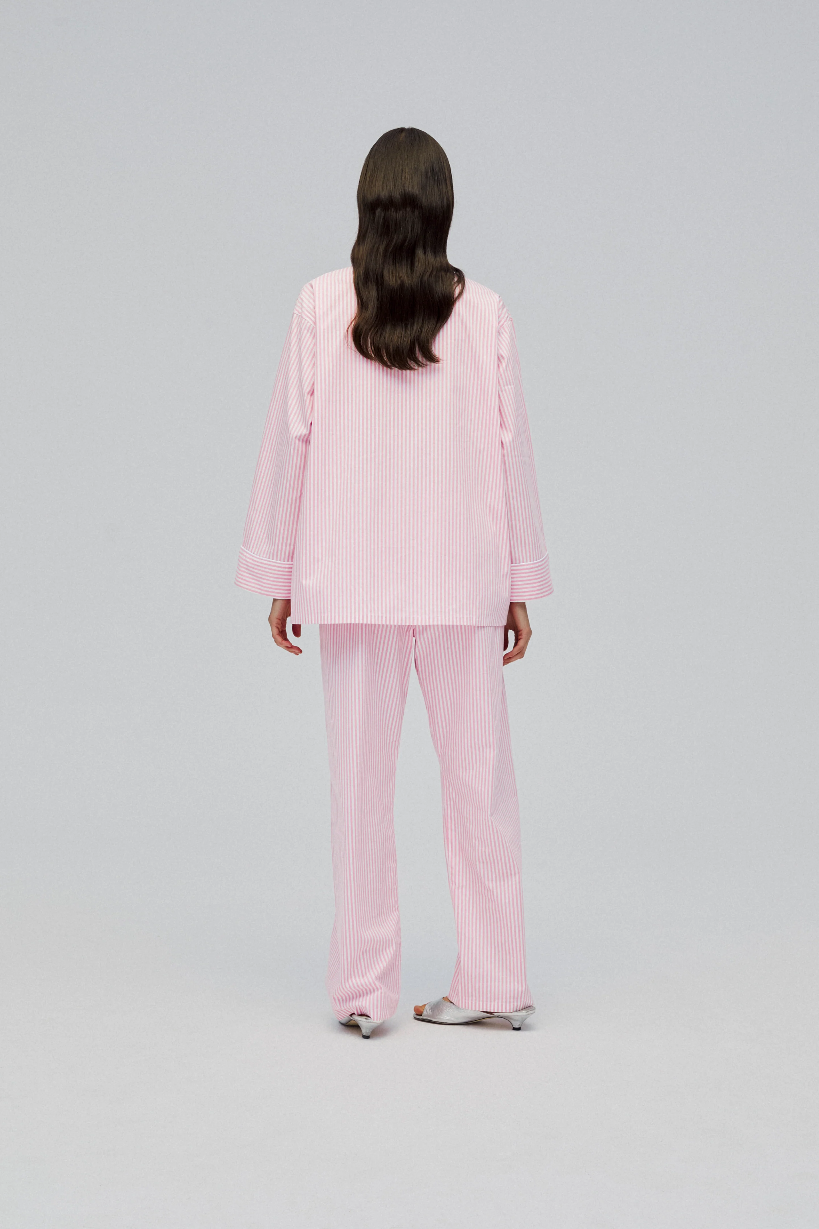 The Rose Cotton Pajama Set in Pink Stripes - Image 6