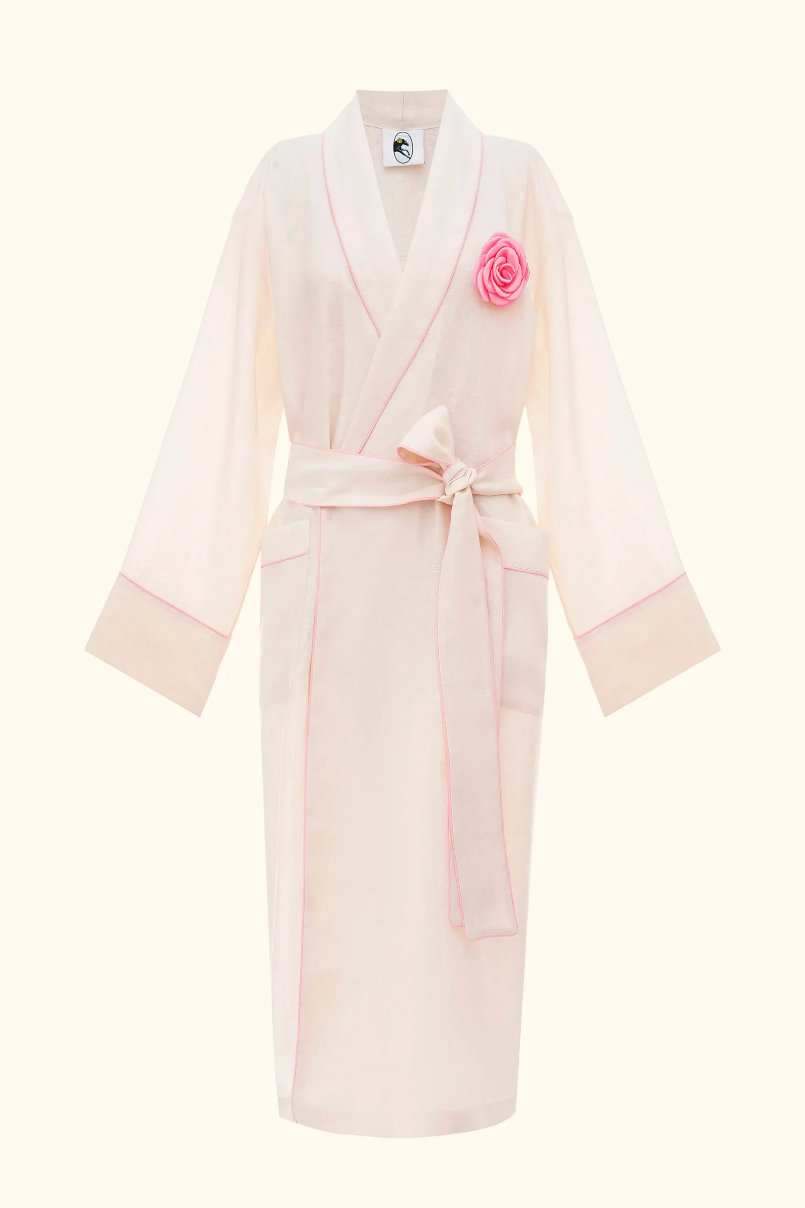 The Rose Linen Robe in Milk - Image 5