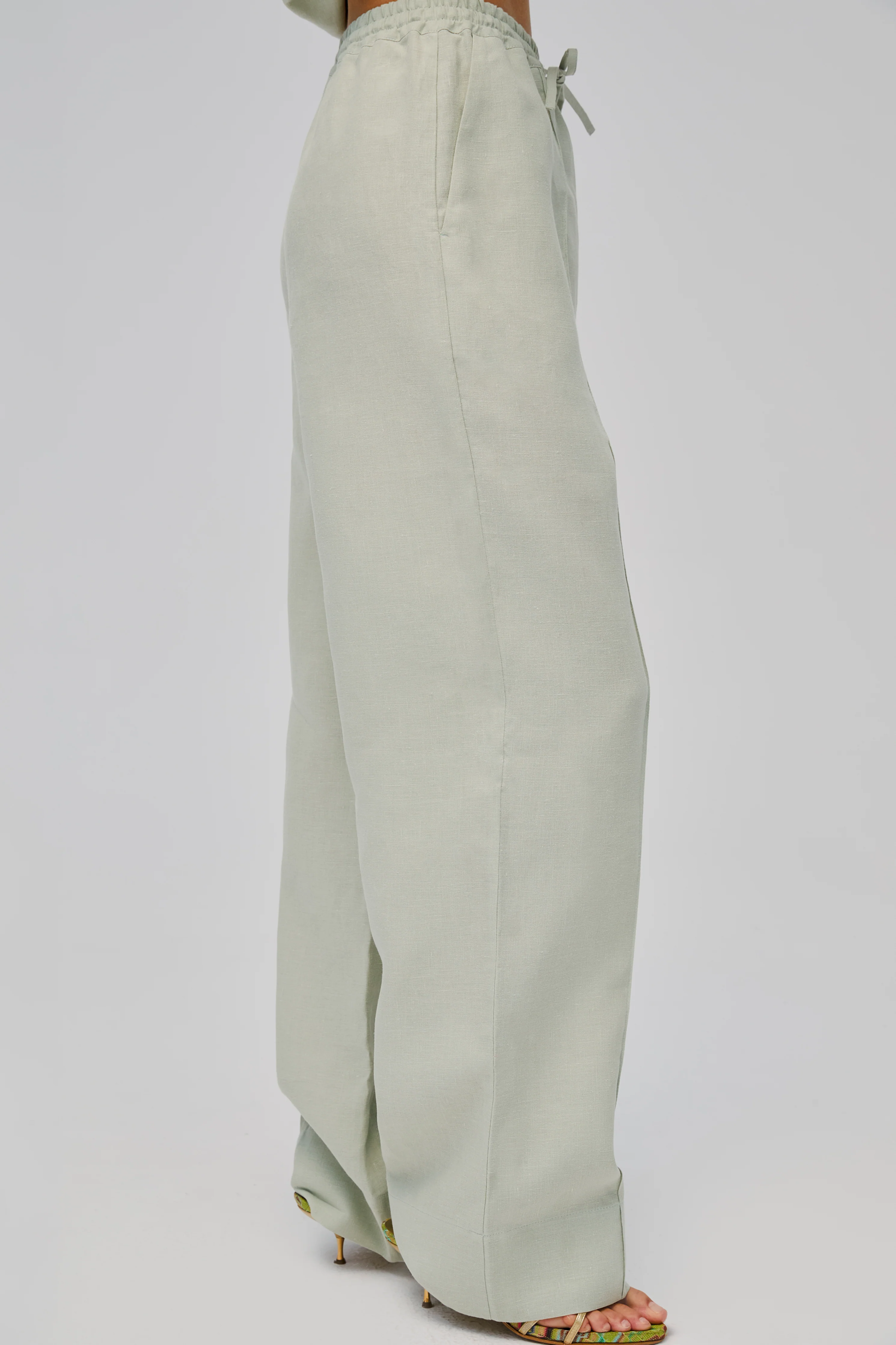 Unisex Linen Pants in Pistachio Green - Image 3