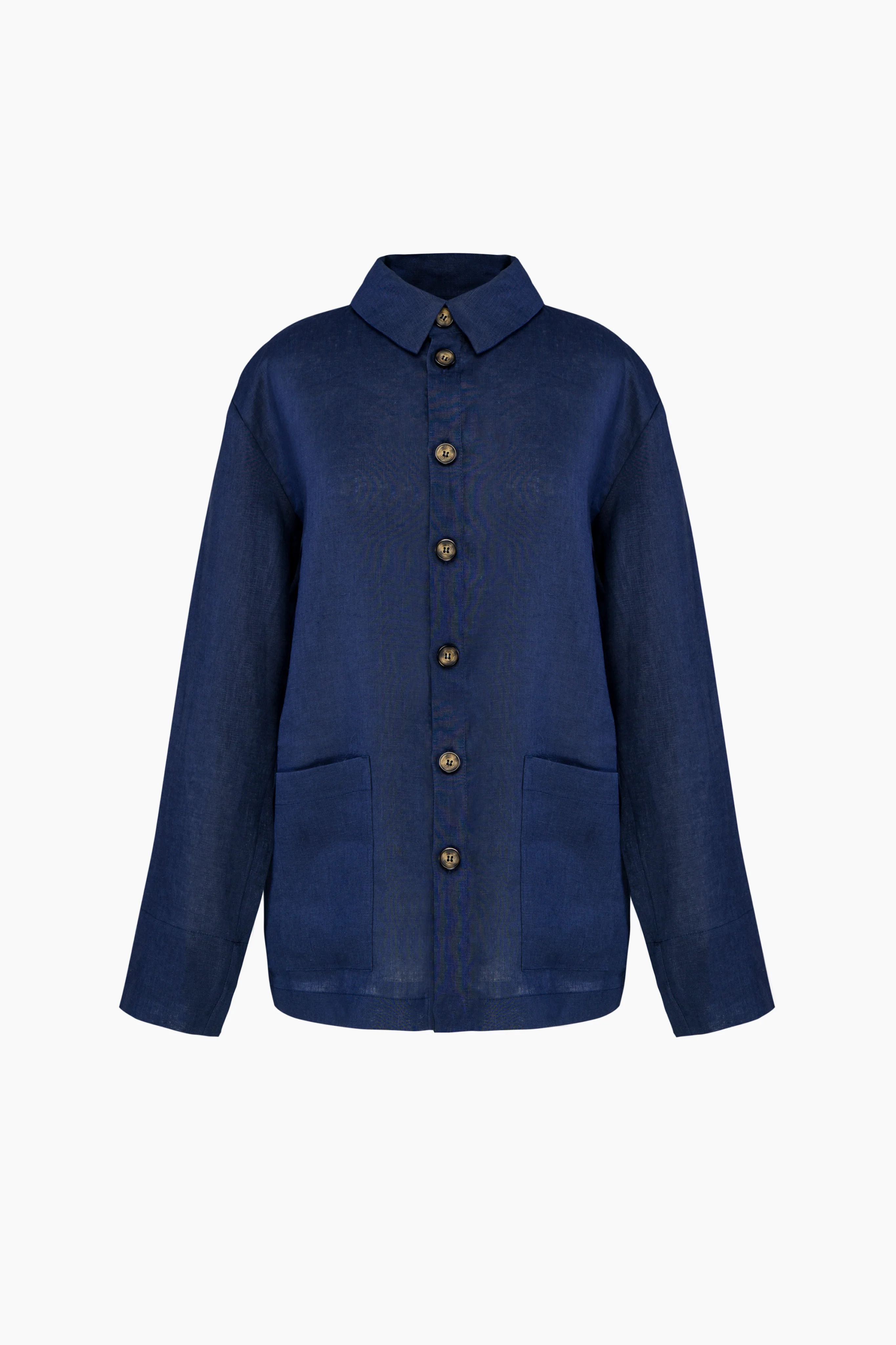 Unisex Linen Shirt in Navy - Image 5